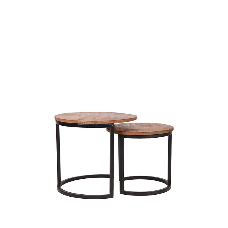 Salontafel Set Duo rough mangohout, 50 cm