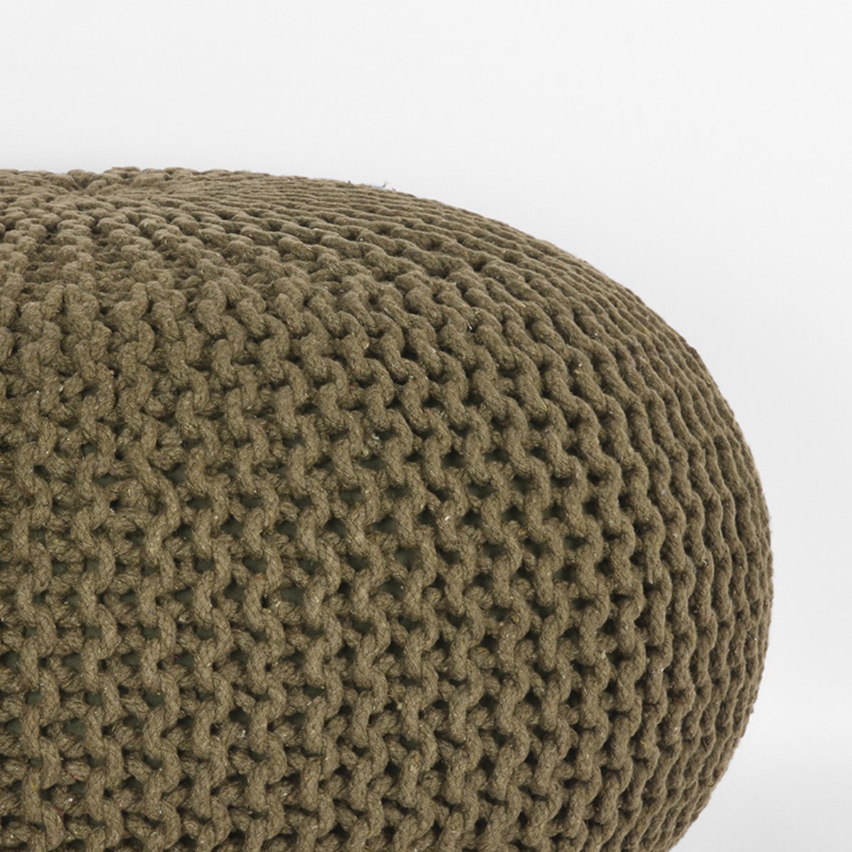 Poef Knitted army green, 70 cm