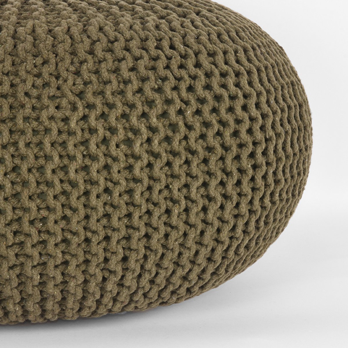 Poef Knitted army green, 70 cm