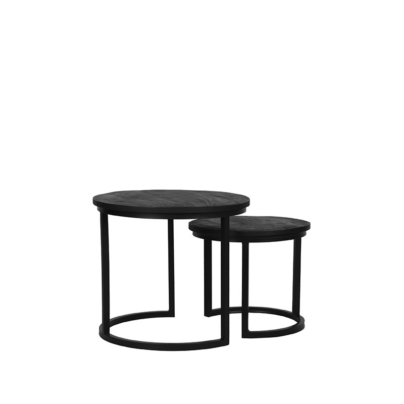 Salontafel Set Duo zwart mangohout, 50 cm