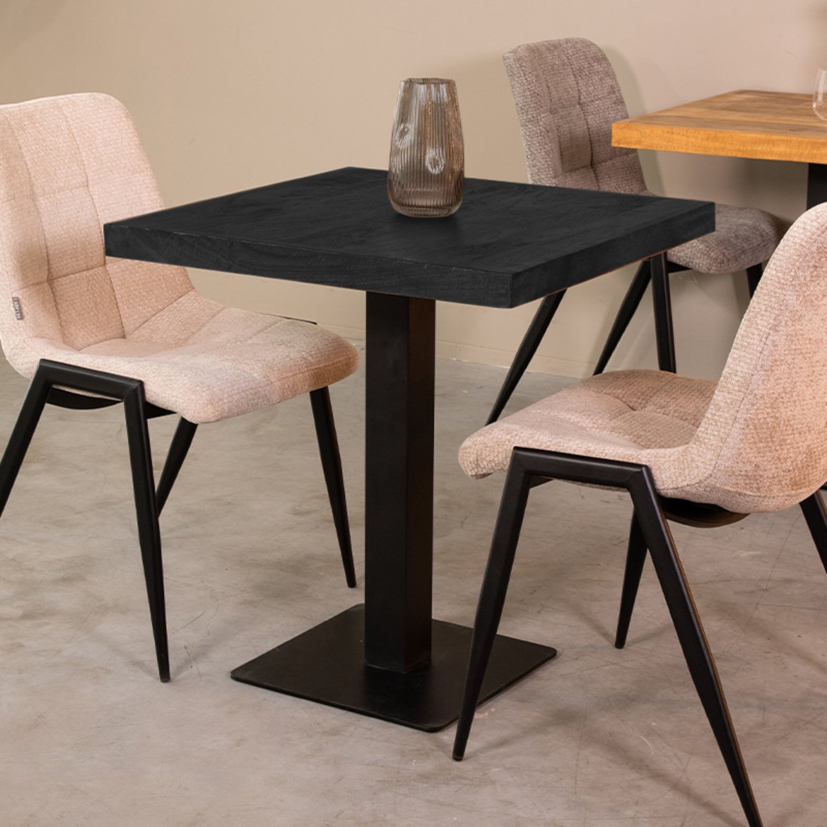 Restauranttafel Blad zwart mangohout, 70x70 cm