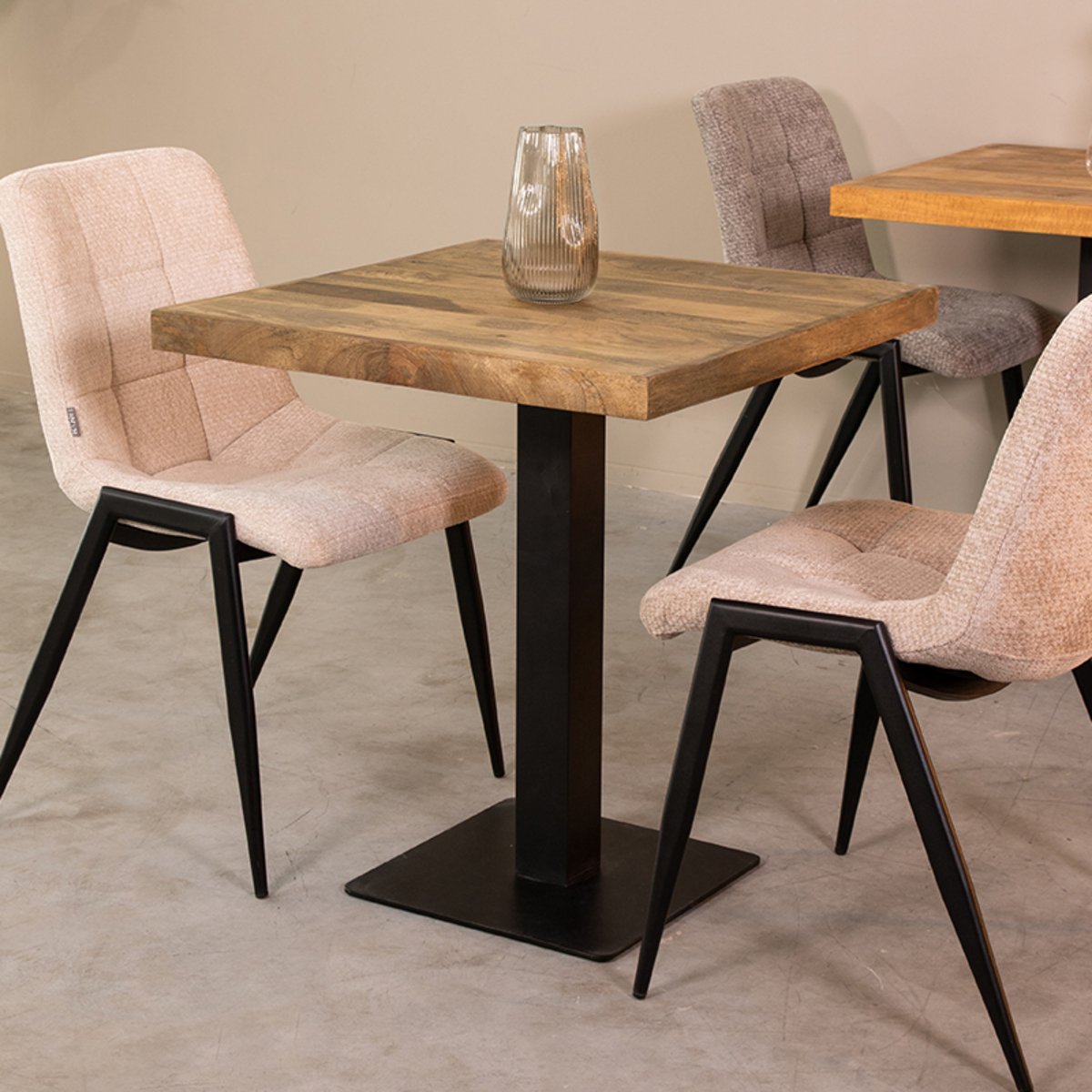 Restauranttafel Blad rough mangohout, 70x70 cm