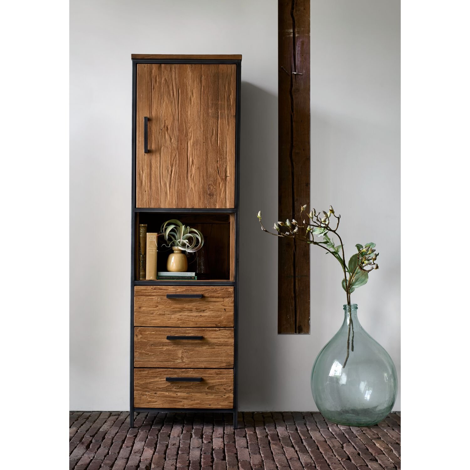 Boekenkast Romaro 190 x 55 teak mix rough