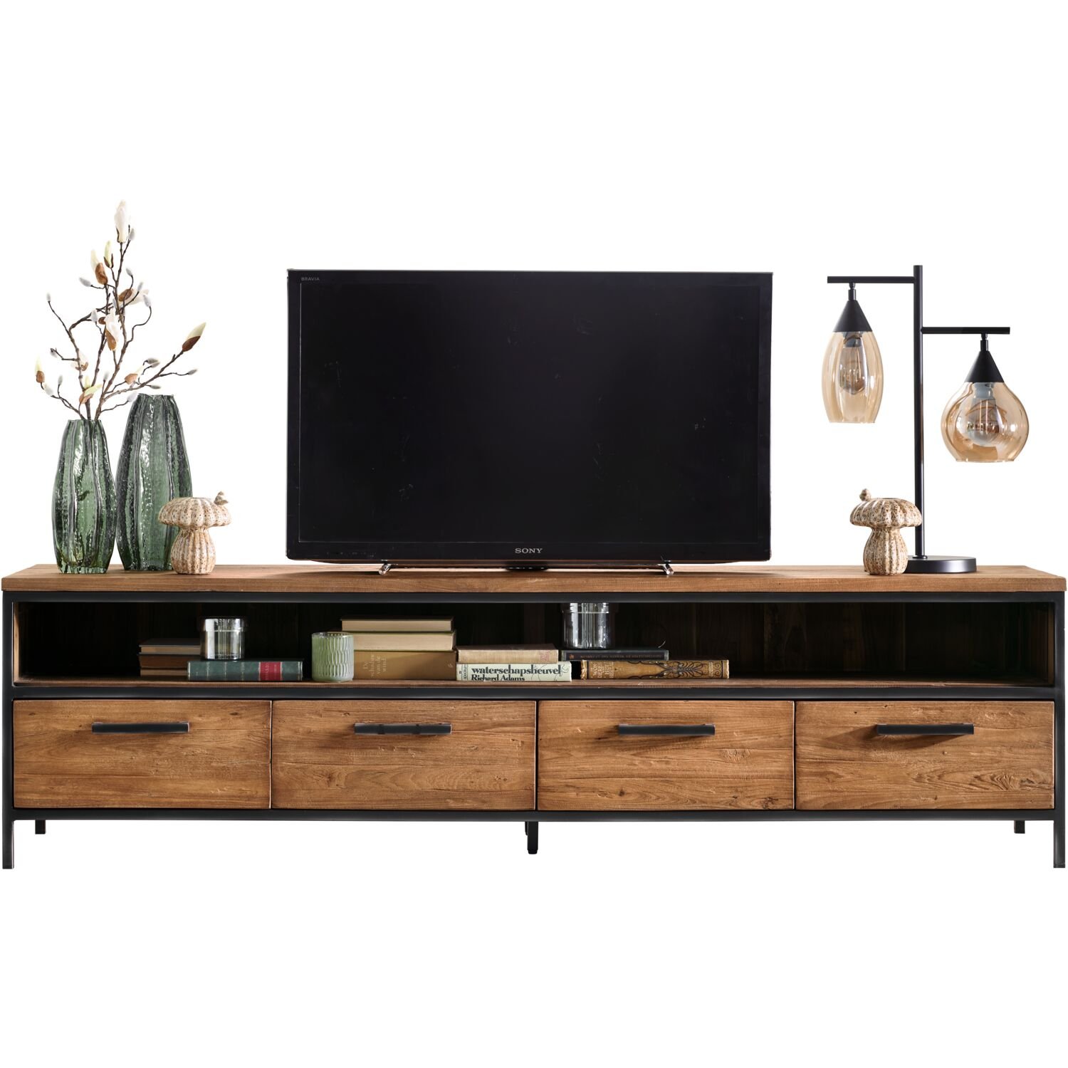 Tv-meubel Romaro 54 x 200 teak mix rough