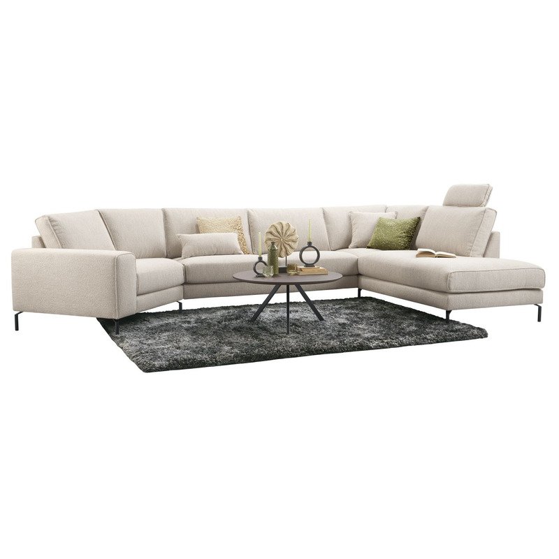 Hoekbank Linoza bonellvering i.c.m. pocketvering en viscoschuim zitting natural