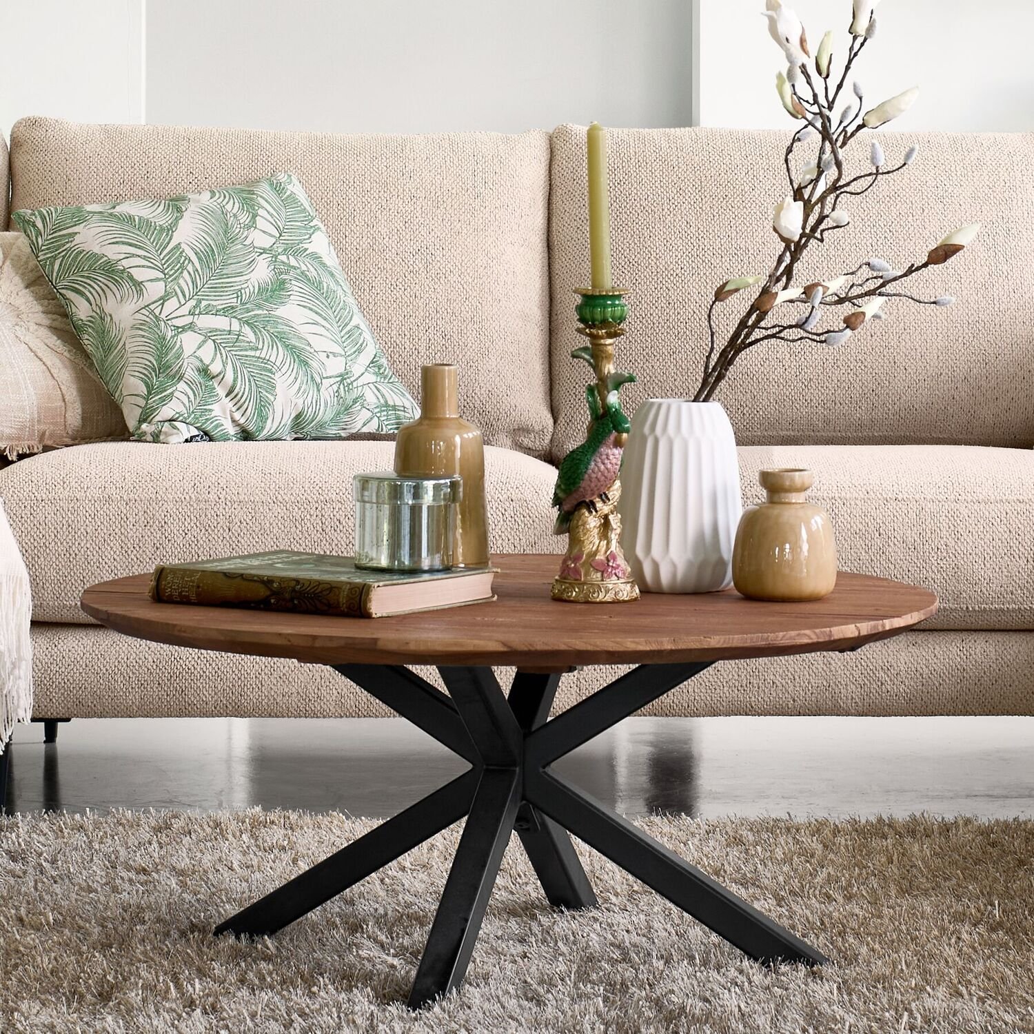 Salontafel Romaro ø 90 teak mix rough