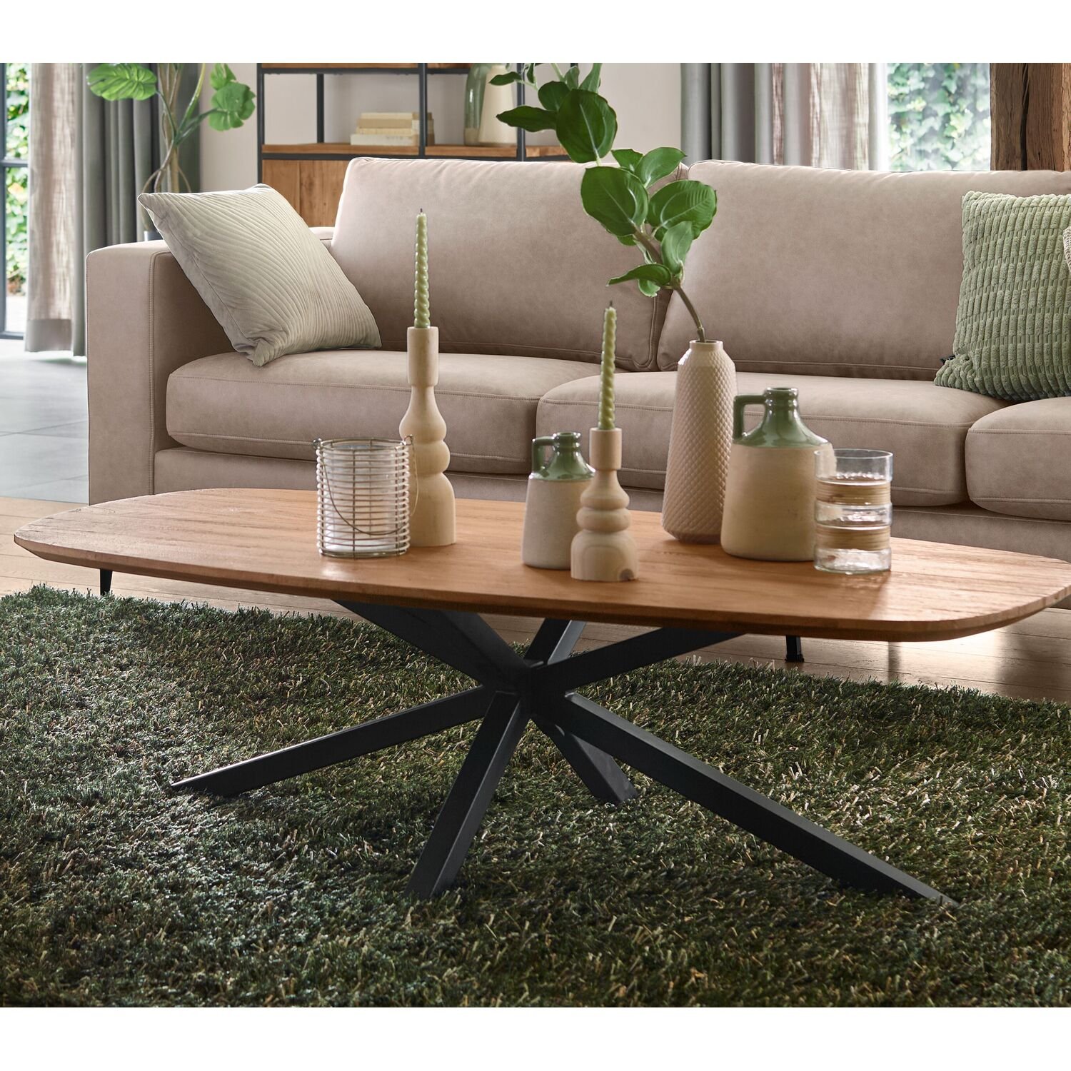 Salontafel Romaro deens ovaal 140 x 70 teak mix rough