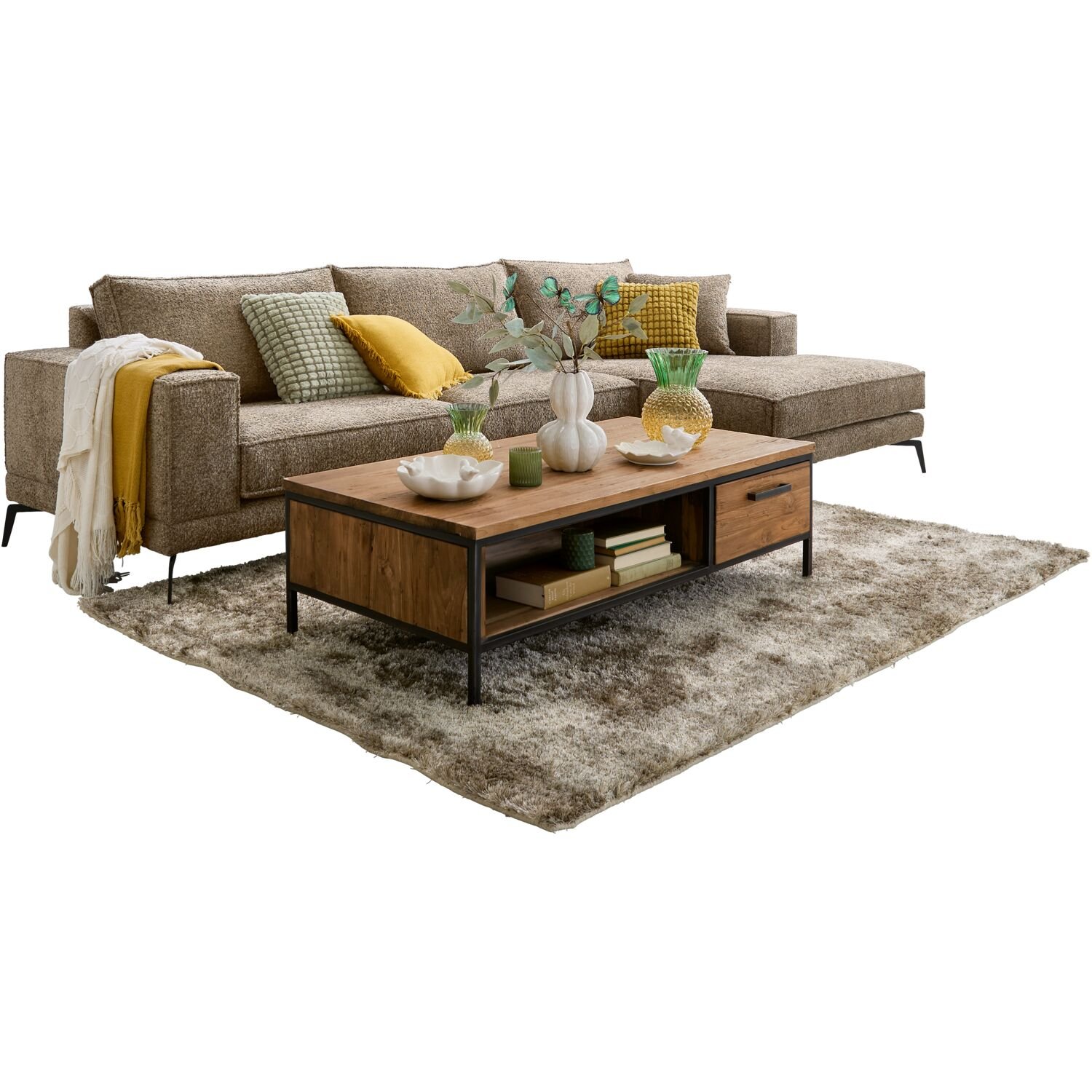 Hoekbank Andelo polyether met HR schuim en visco wood