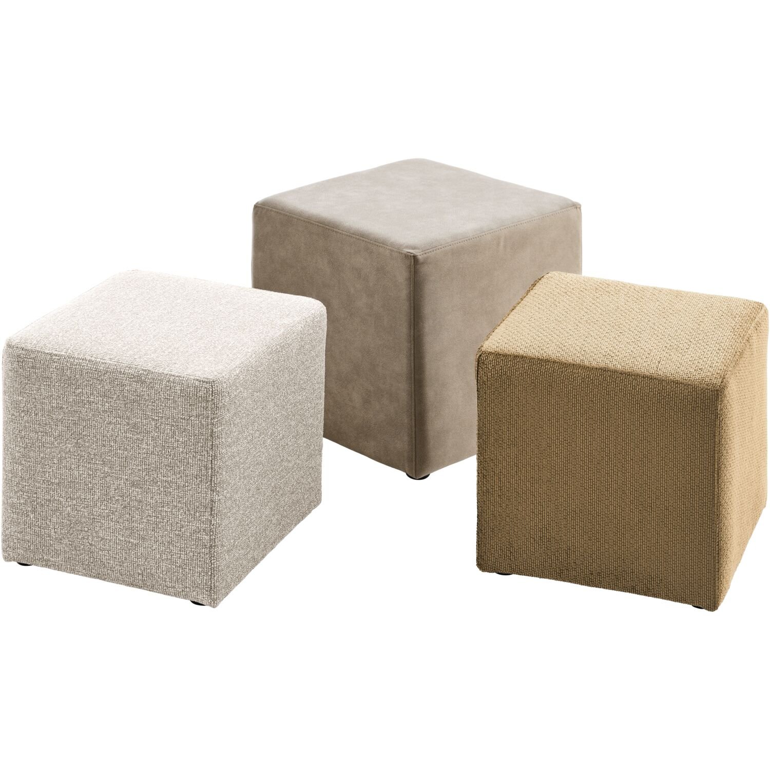 Hocker Roby 45x45 cm vierkant taupe