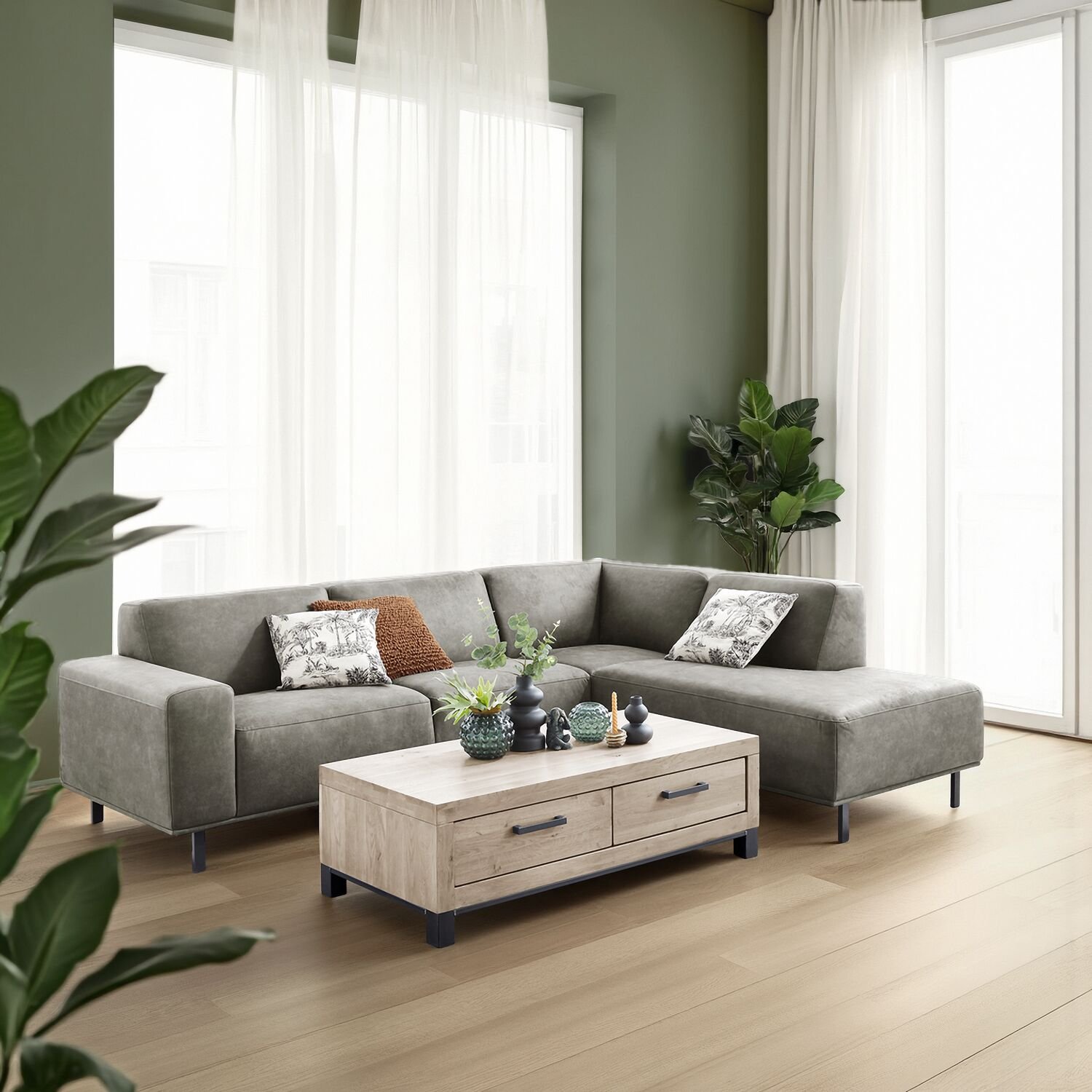 Hoekbank Pantini HR-schuim zitting graphite