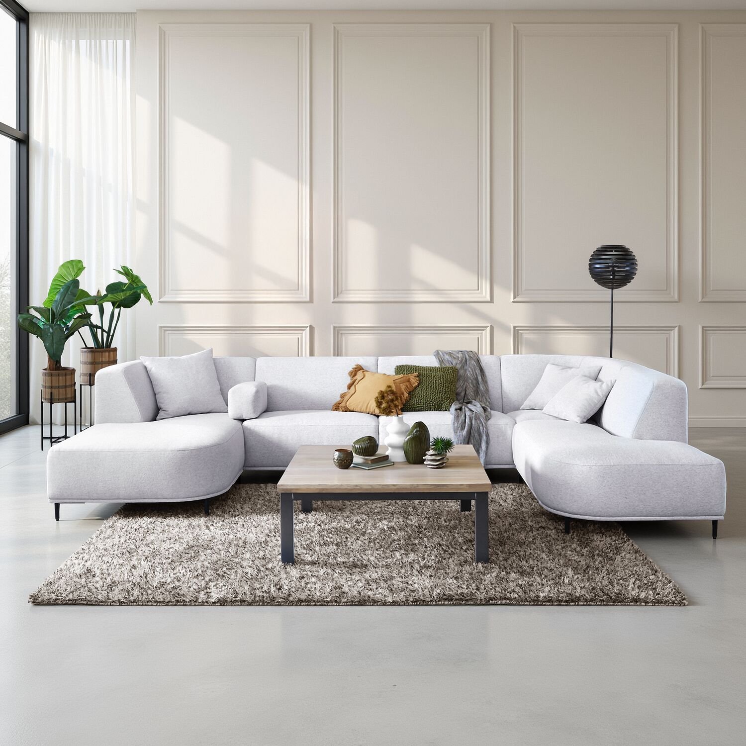 Hoekbank Pantini polyether zitting ash grey