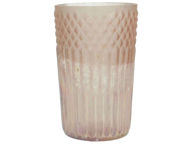 Theelichthouder Garlasco peach glas, 8x13 cm