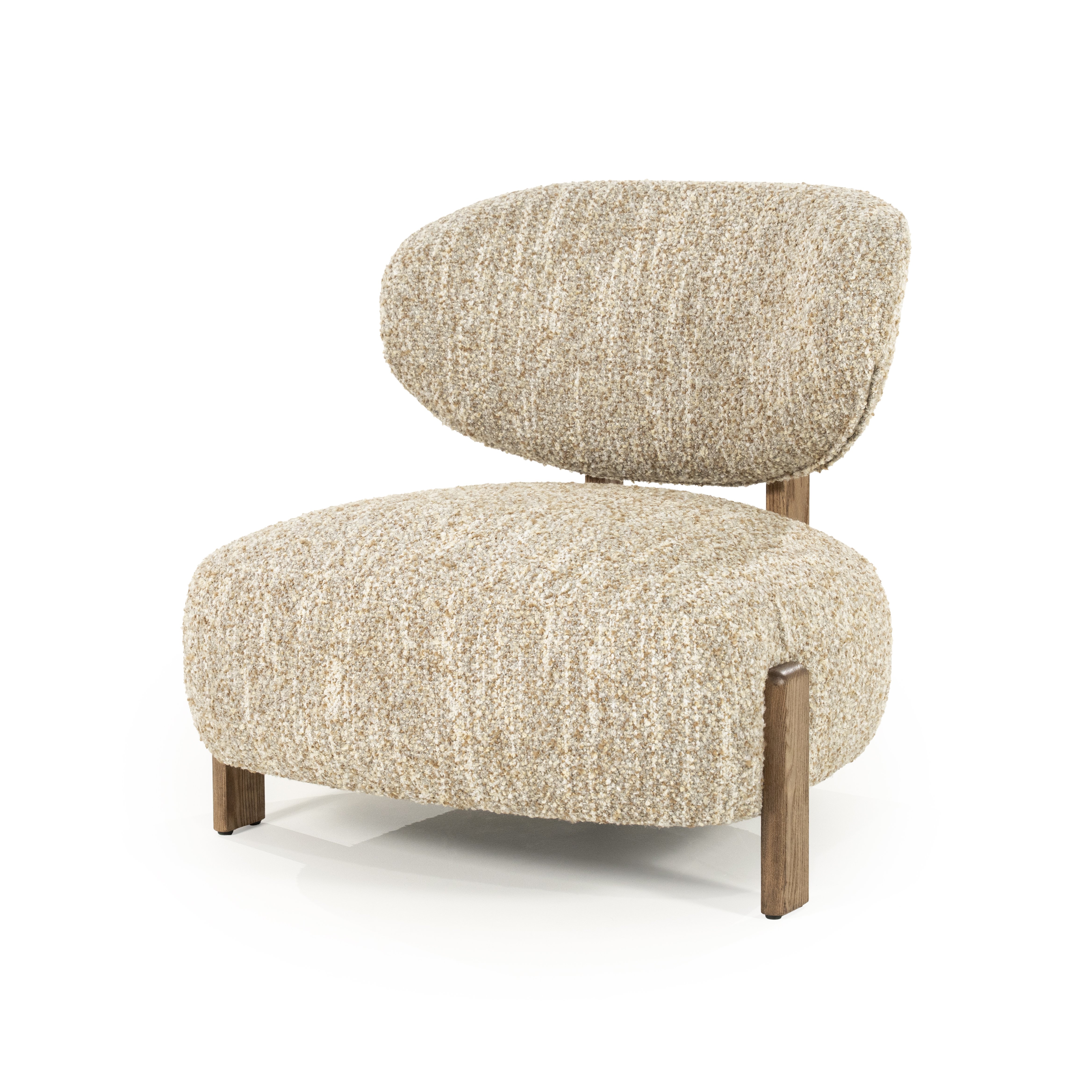 Fauteuil Reid in beige met bruin hout