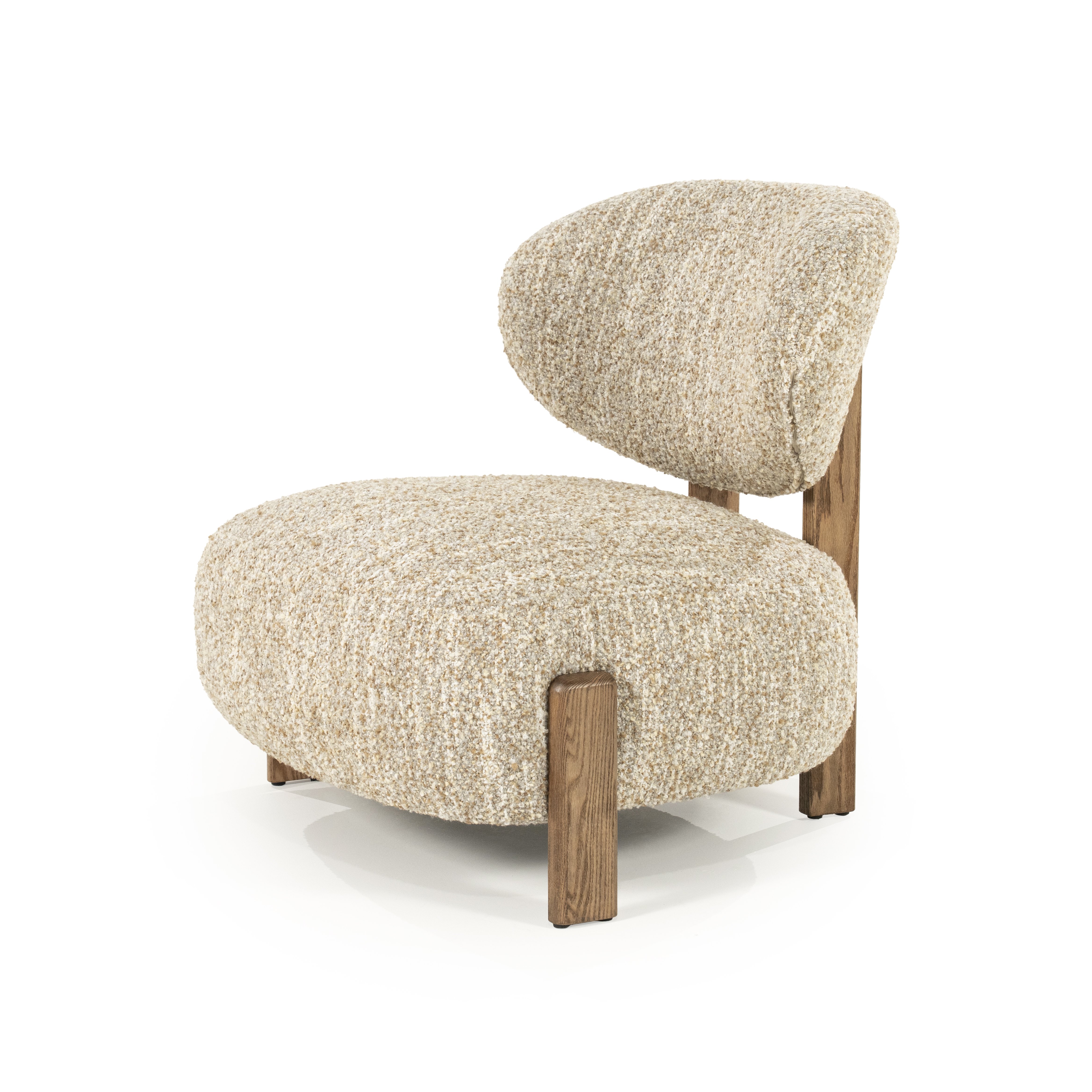 Fauteuil Reid in beige met bruin hout