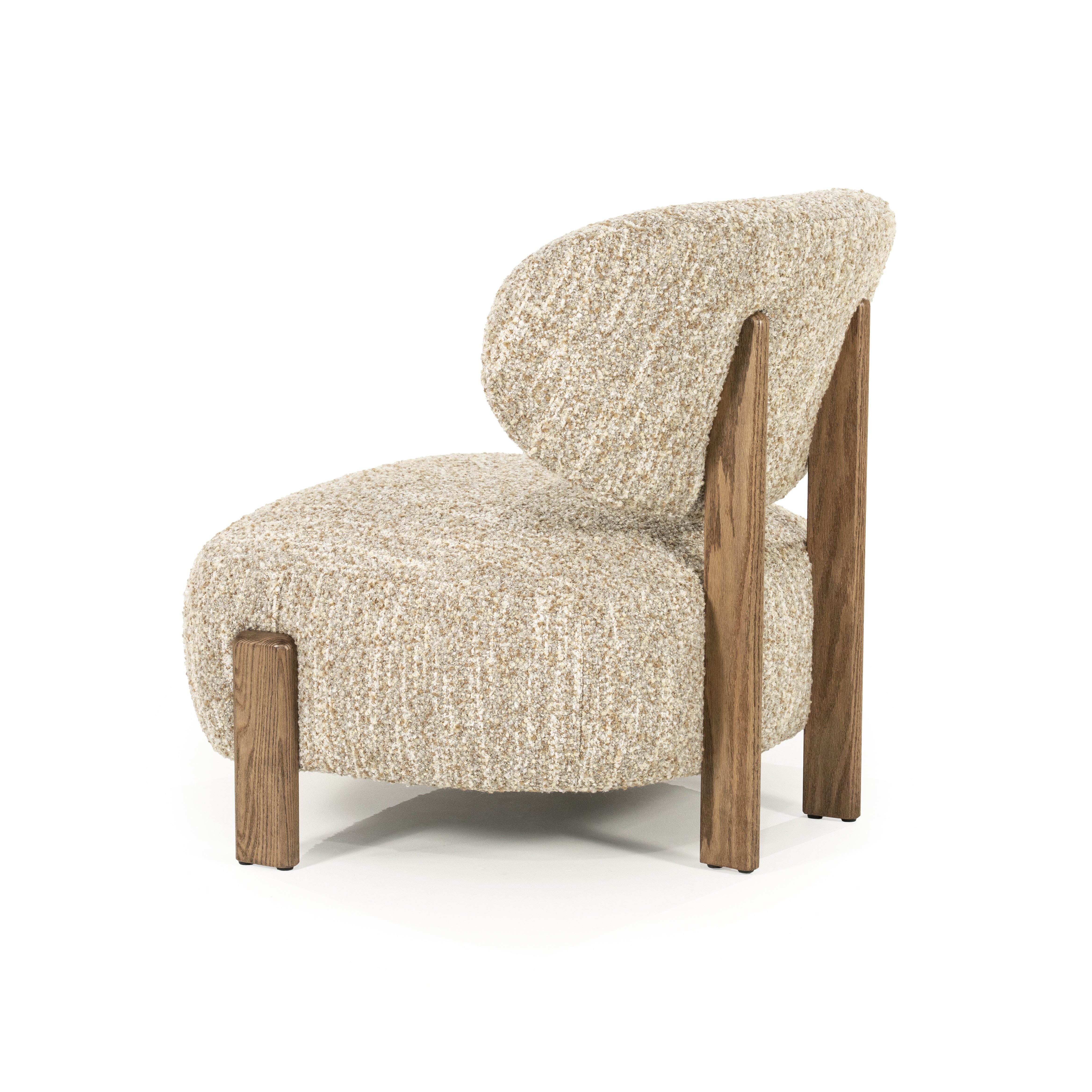 Fauteuil Reid in beige met bruin hout
