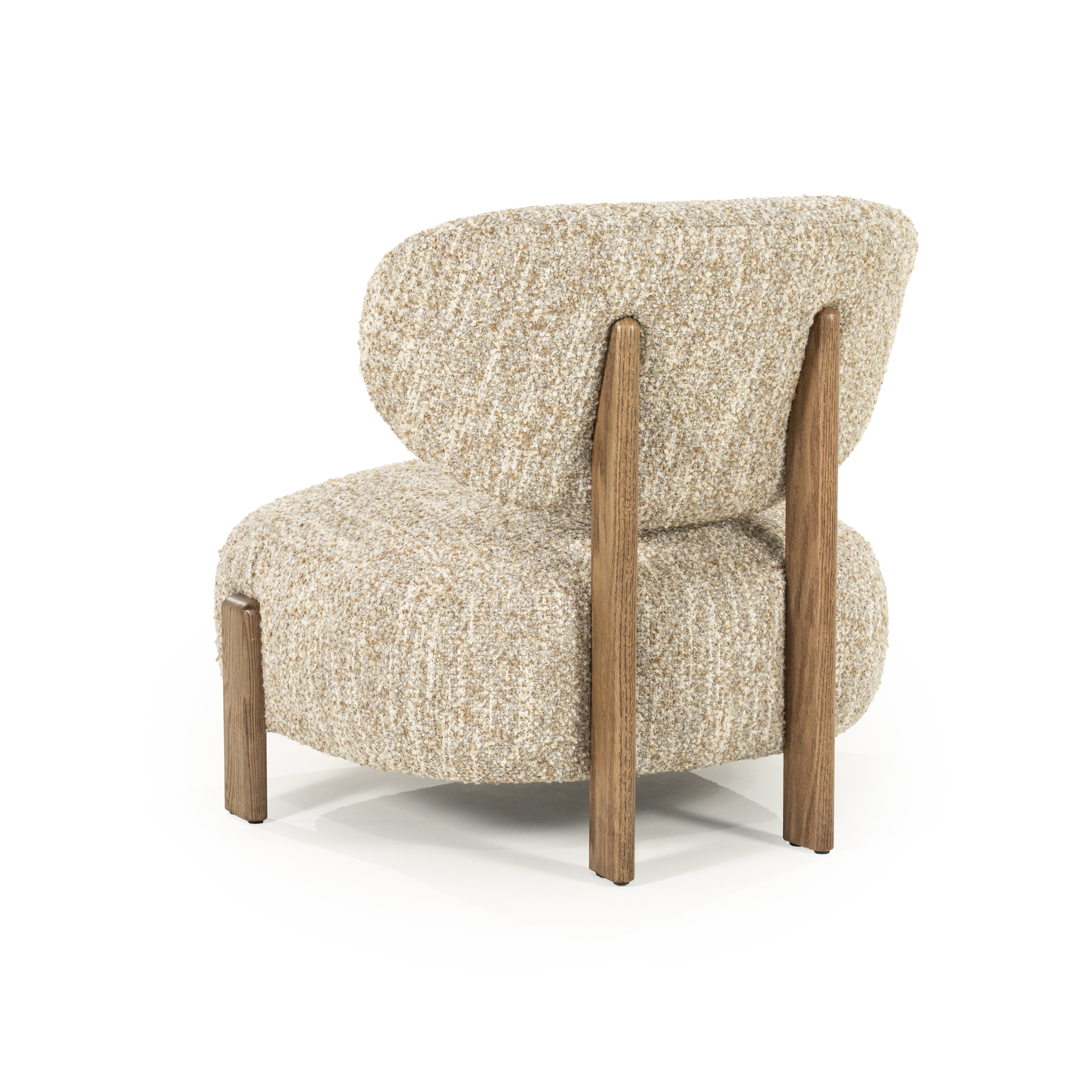Fauteuil Reid in beige met bruin hout