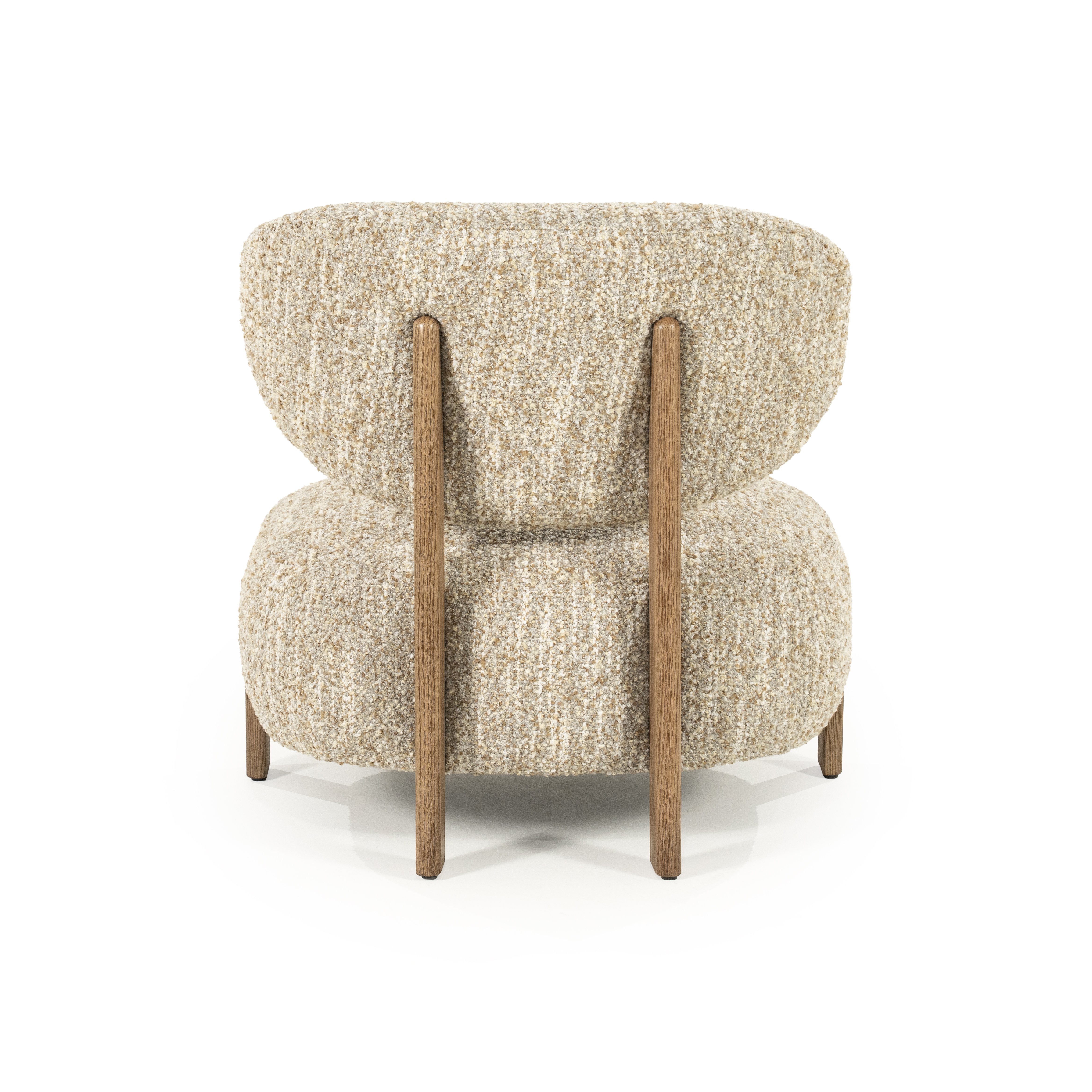 Fauteuil Reid in beige met bruin hout