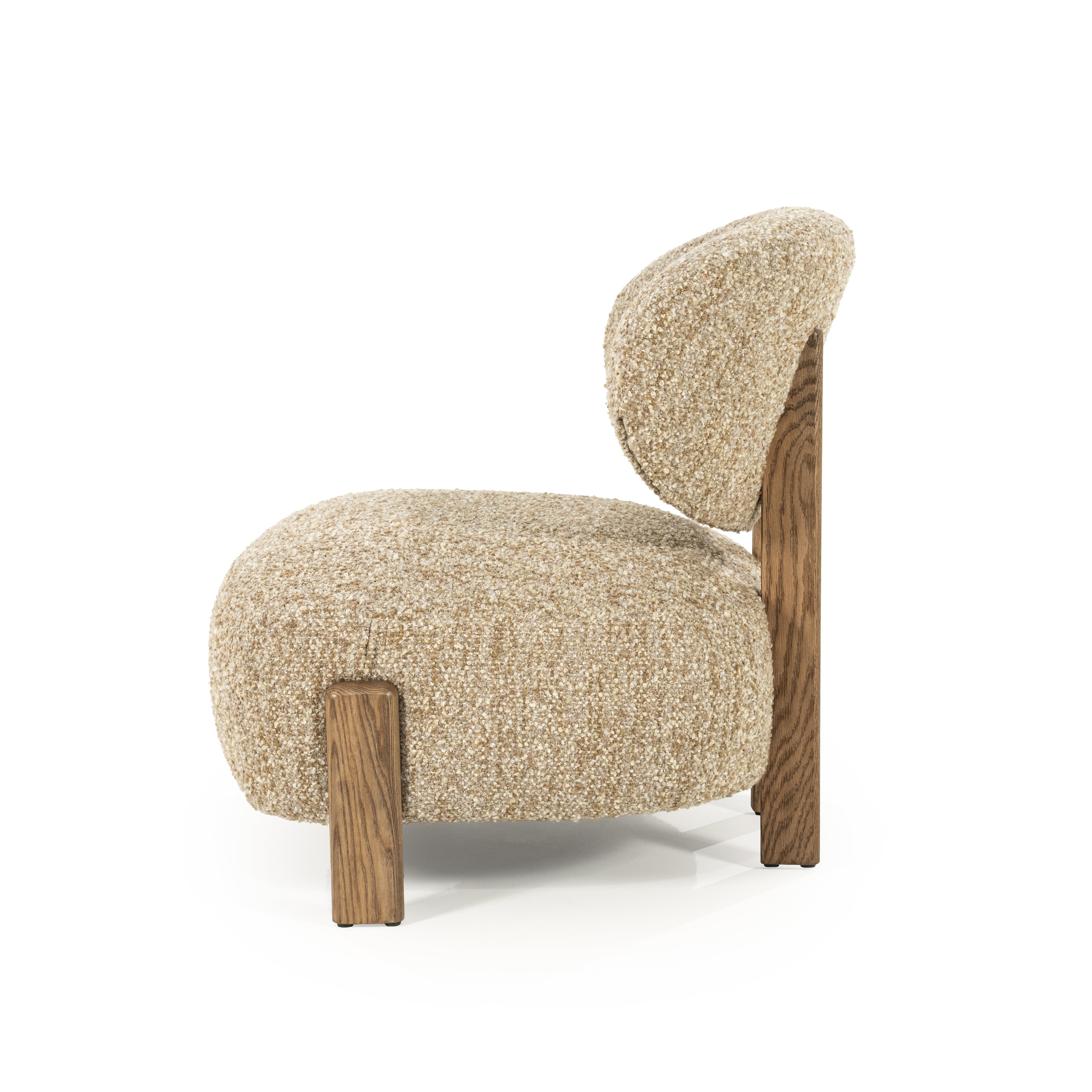 Fauteuil Reid in taupe met bruin hout