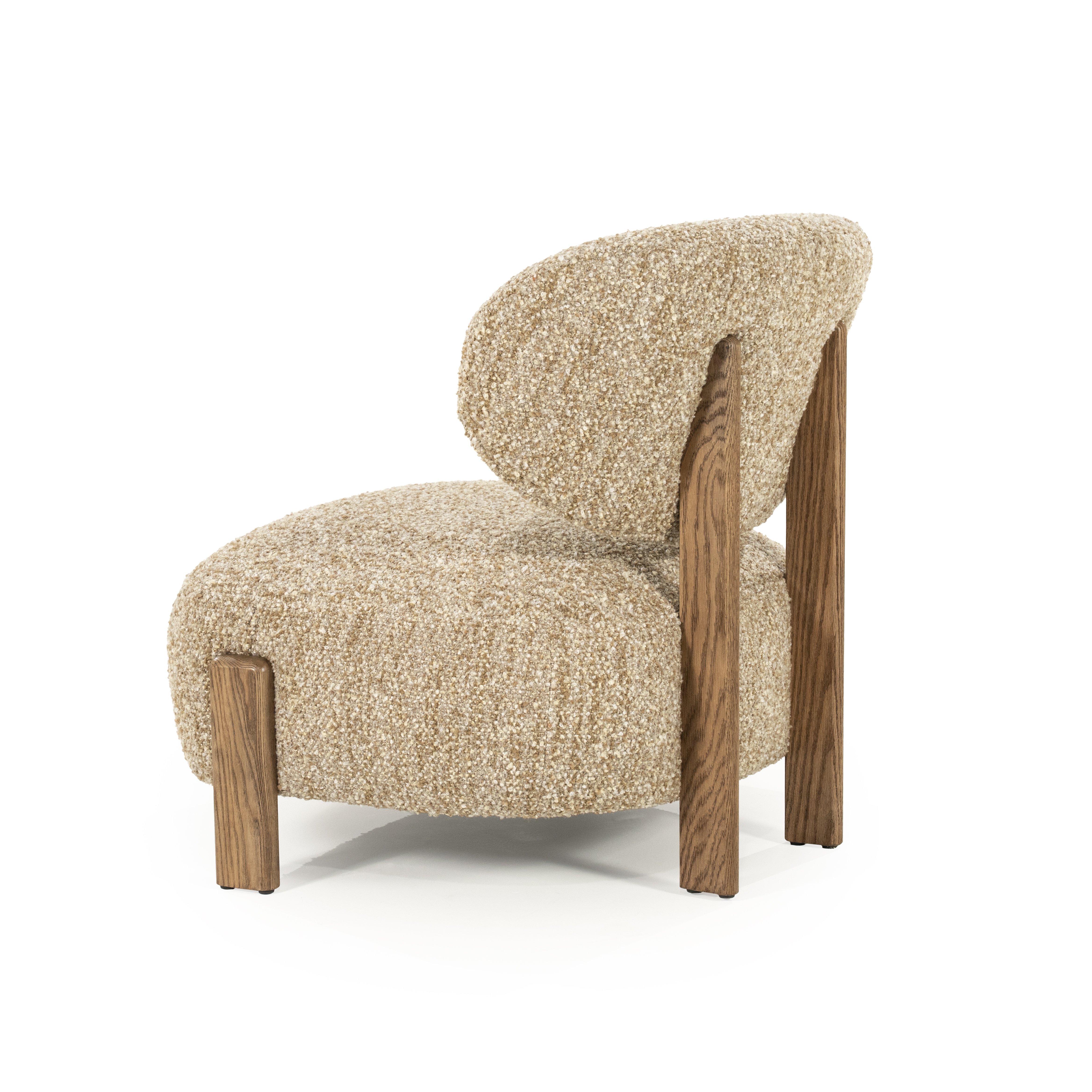 Fauteuil Reid in taupe met bruin hout