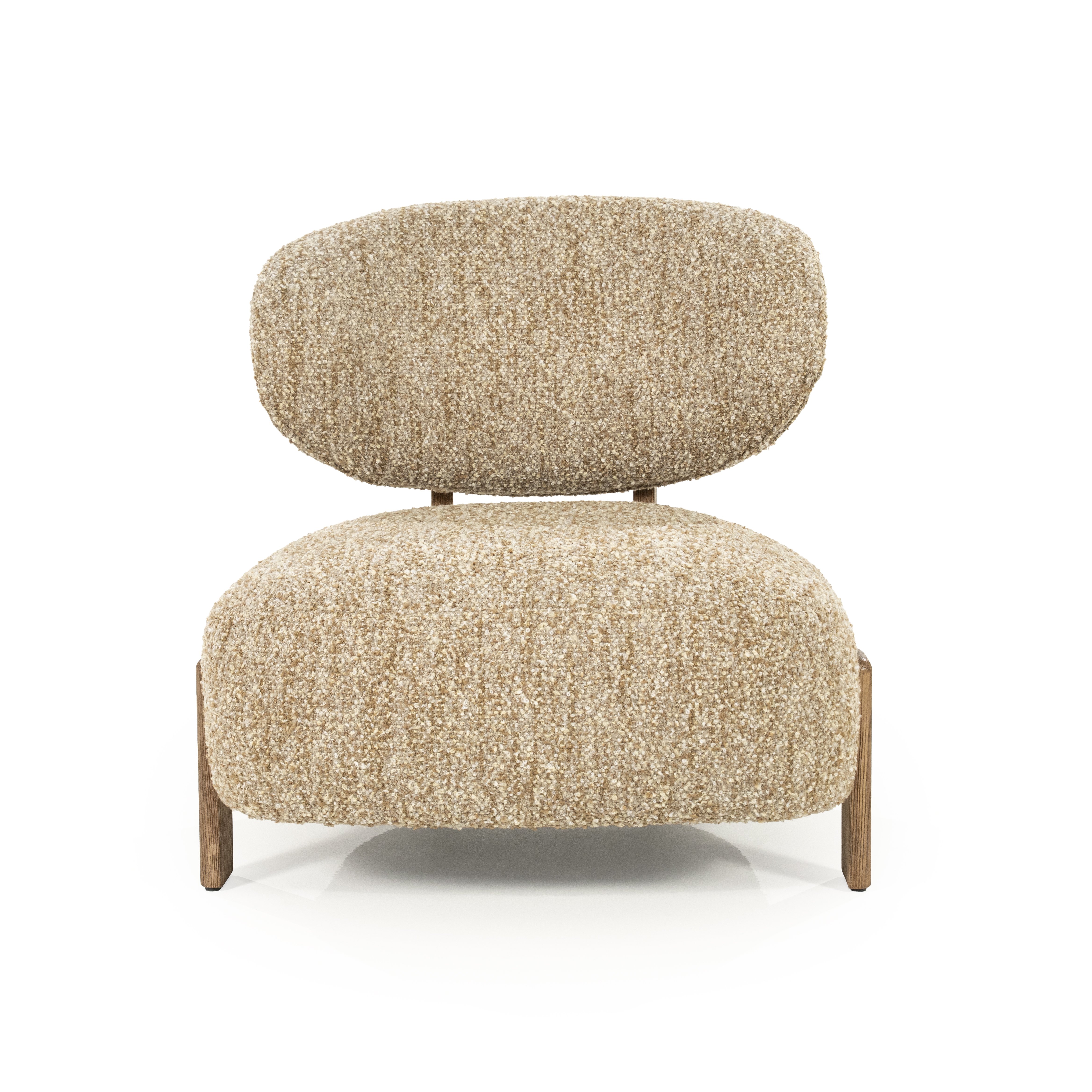 Fauteuil Reid in taupe met bruin hout