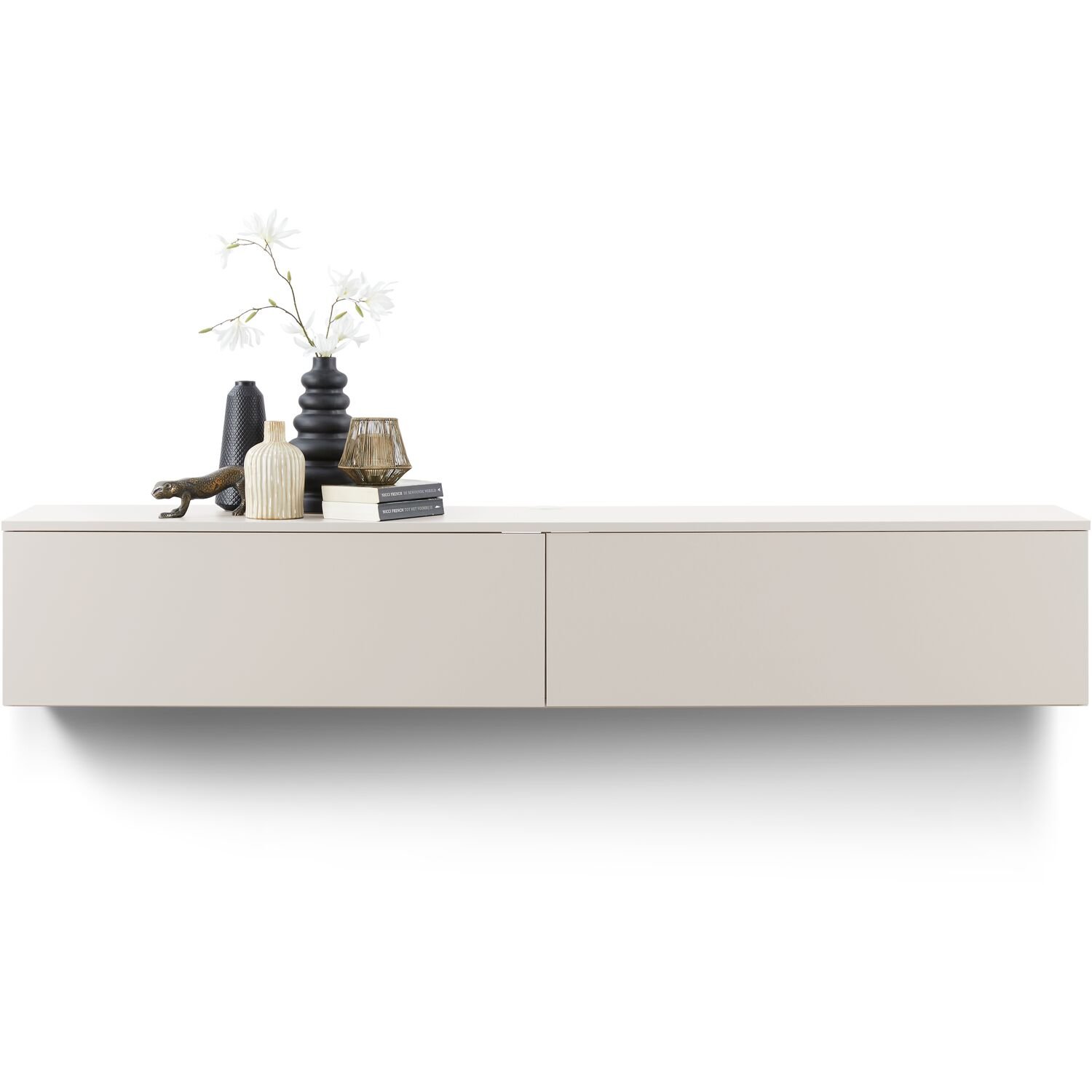 TV-meubel Simeto 2 kleppen in zandgrijs