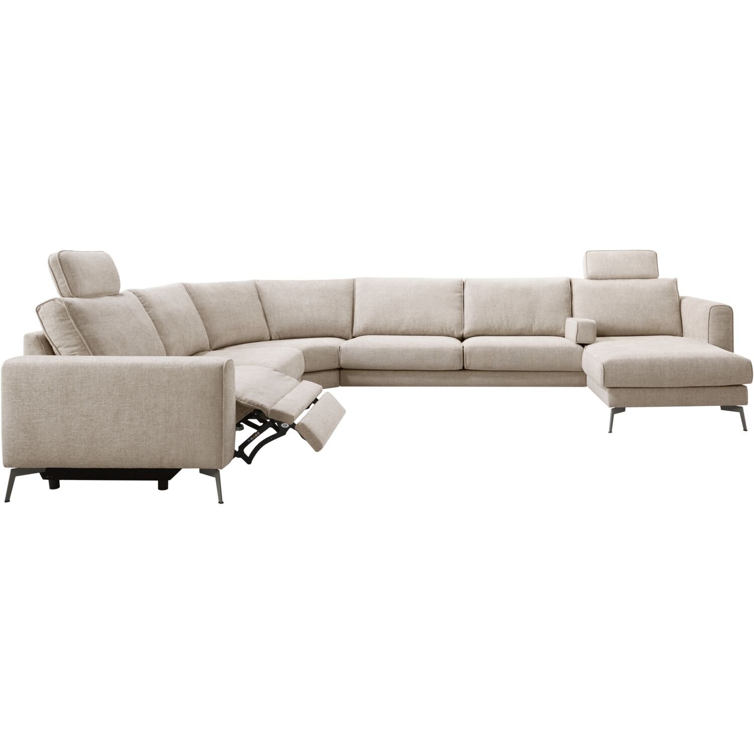 Hoekbank Linoza elektrische relaxfunctie met koudschuim in naturel