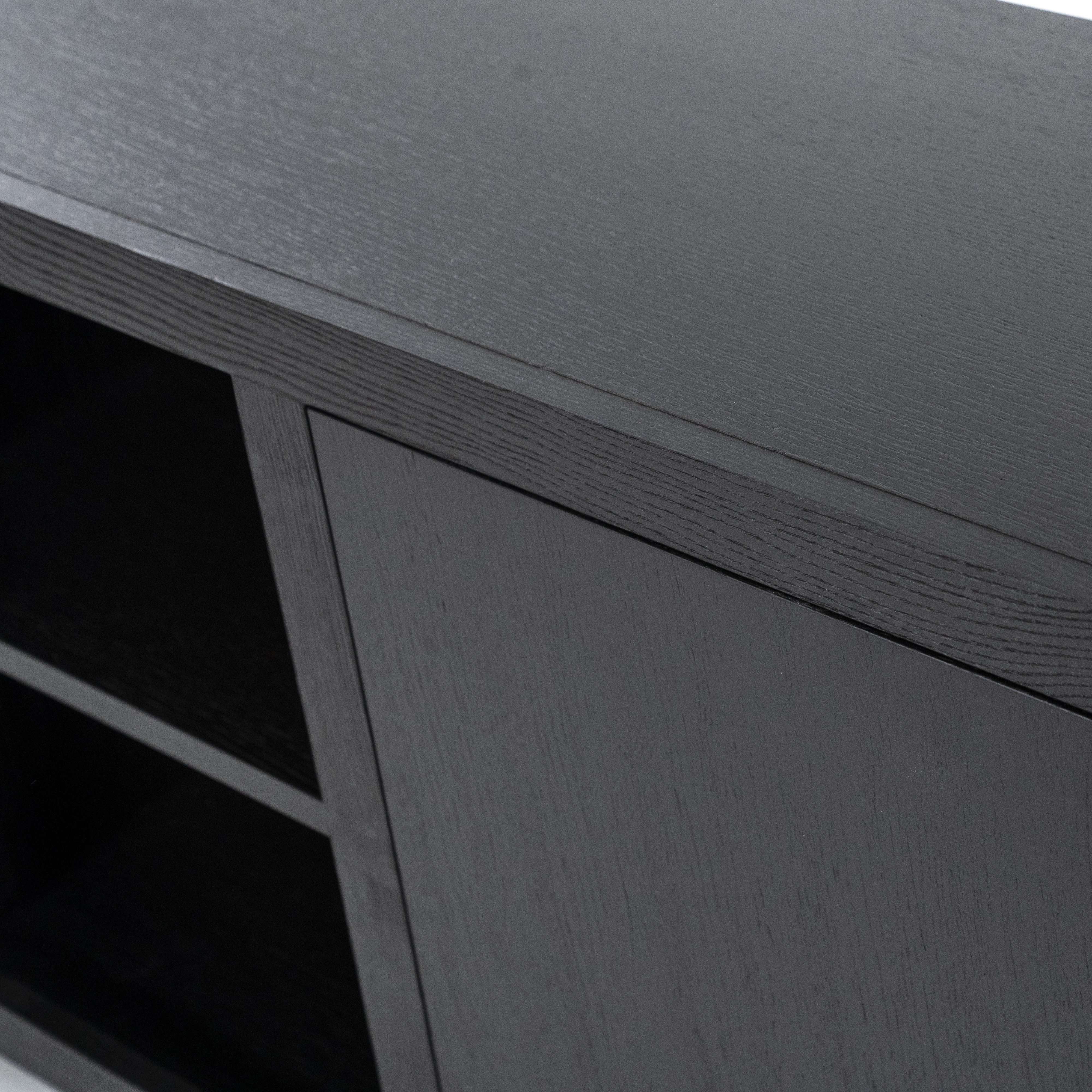 Dressoir Helvo 2 deuren 2 lades 2 open vakken in zwart