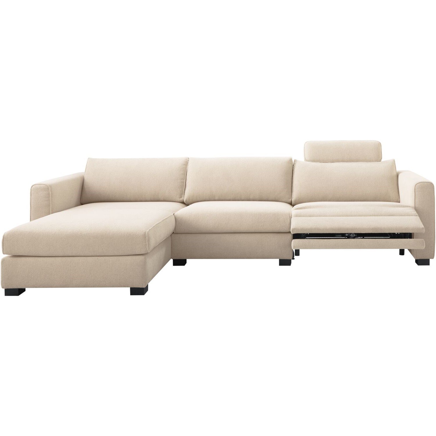 Hoekbank Licato elektrische relaxfunctie met bonellvering en koudschuim in naturel