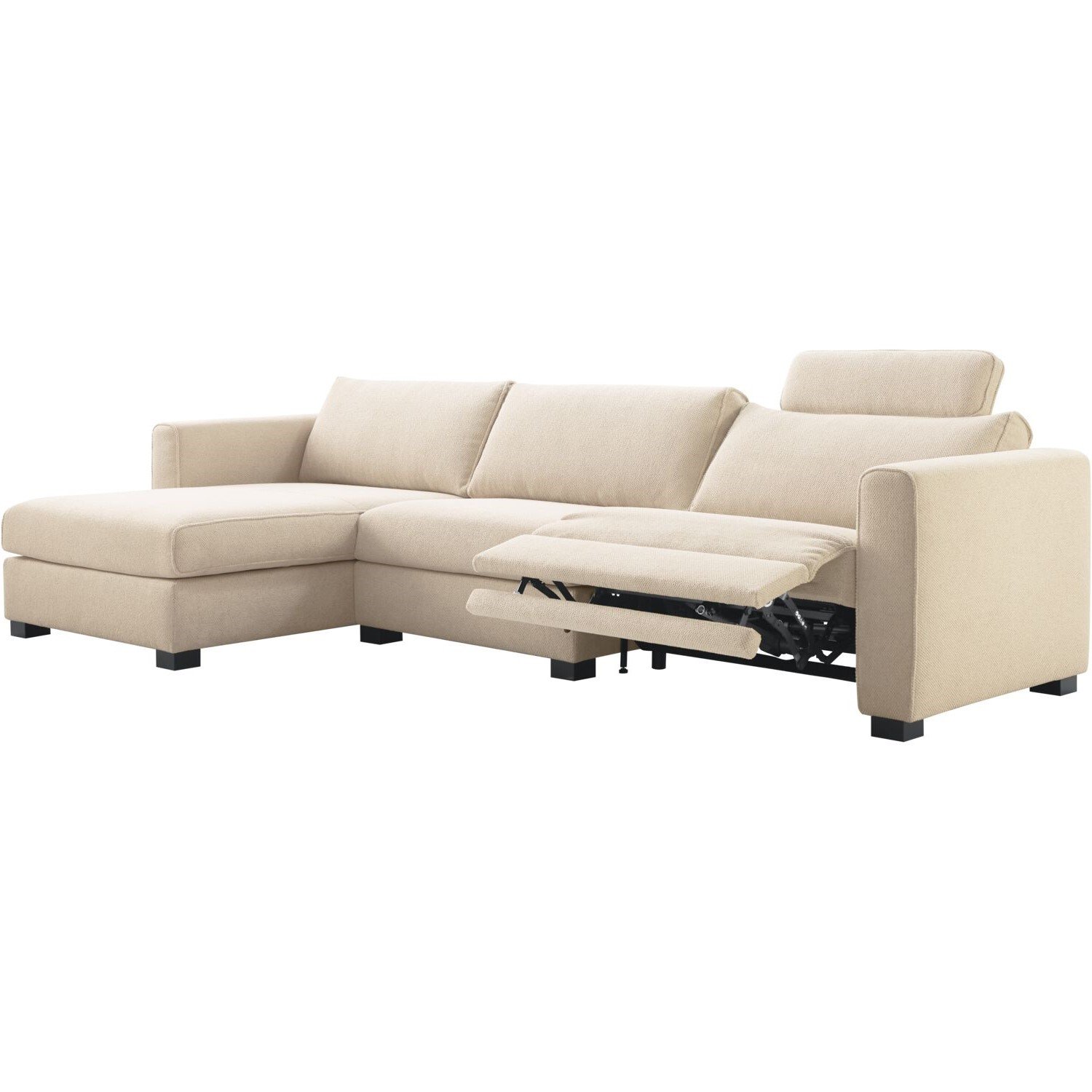 Hoekbank Licato elektrische relaxfunctie met bonellvering en koudschuim in naturel