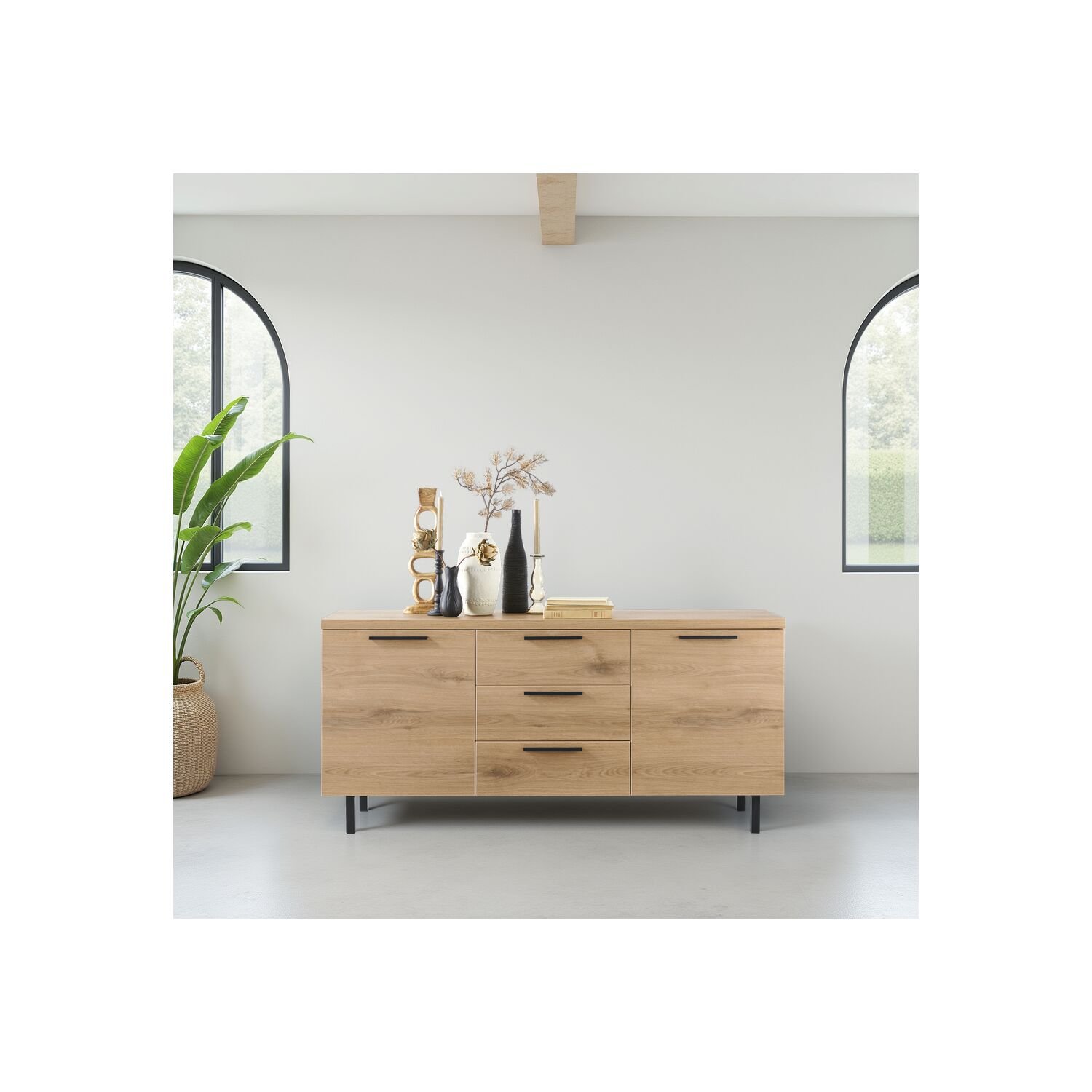 Dressoir Paranno 2 deuren 3 lades in natural canella oak