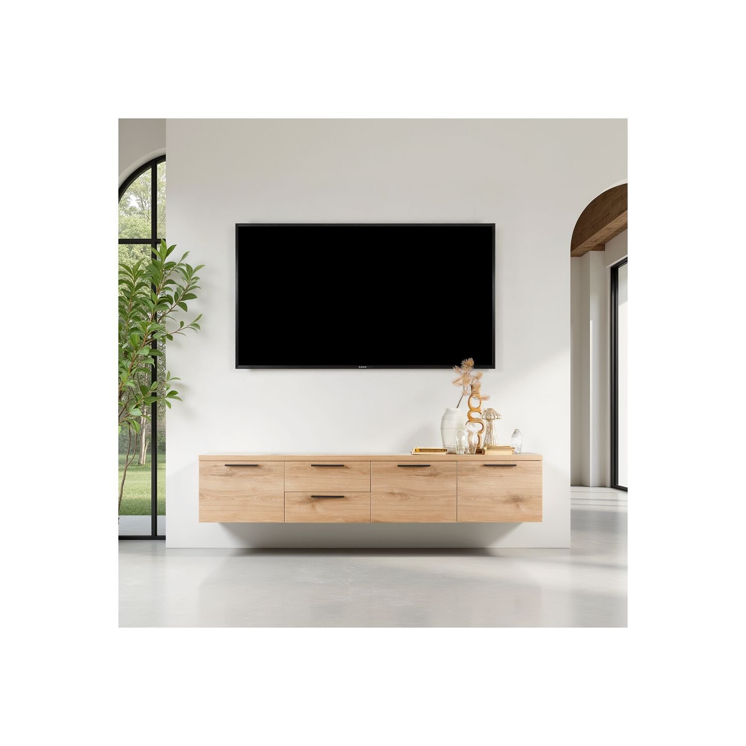 TV-meubel Paranno 3 deuren 2 lades in natural canelle oak