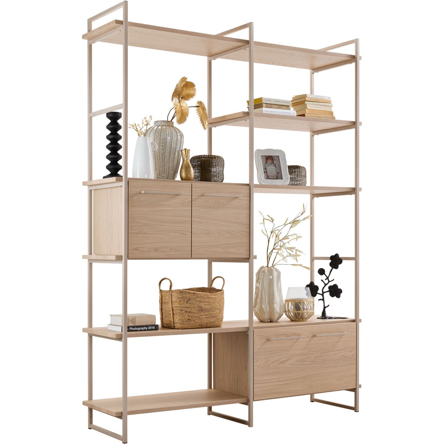 Wandkast Sistema in misty oak met stonegrey
