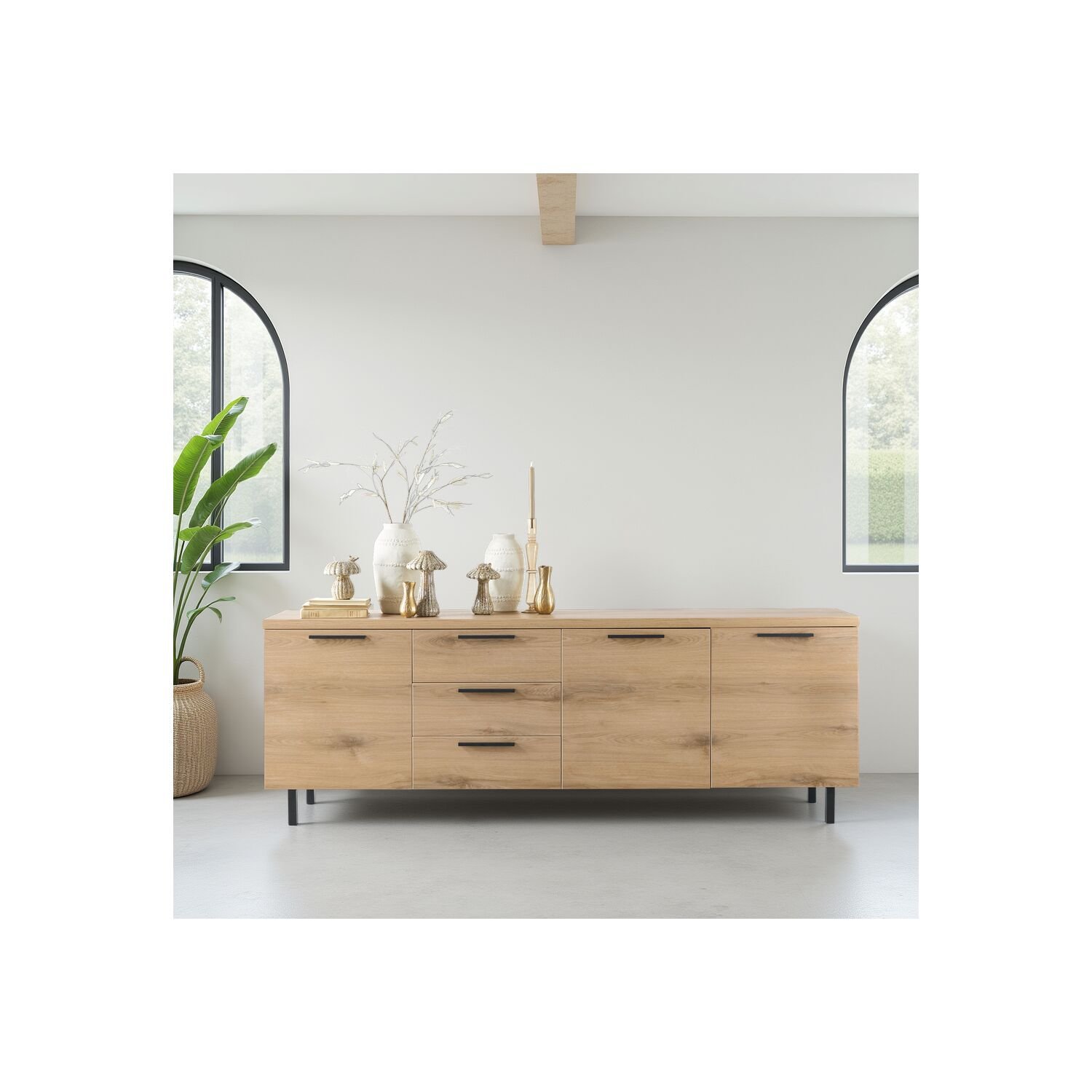 Dressoir Paranno 3 deuren 3 lades in natural canella oak