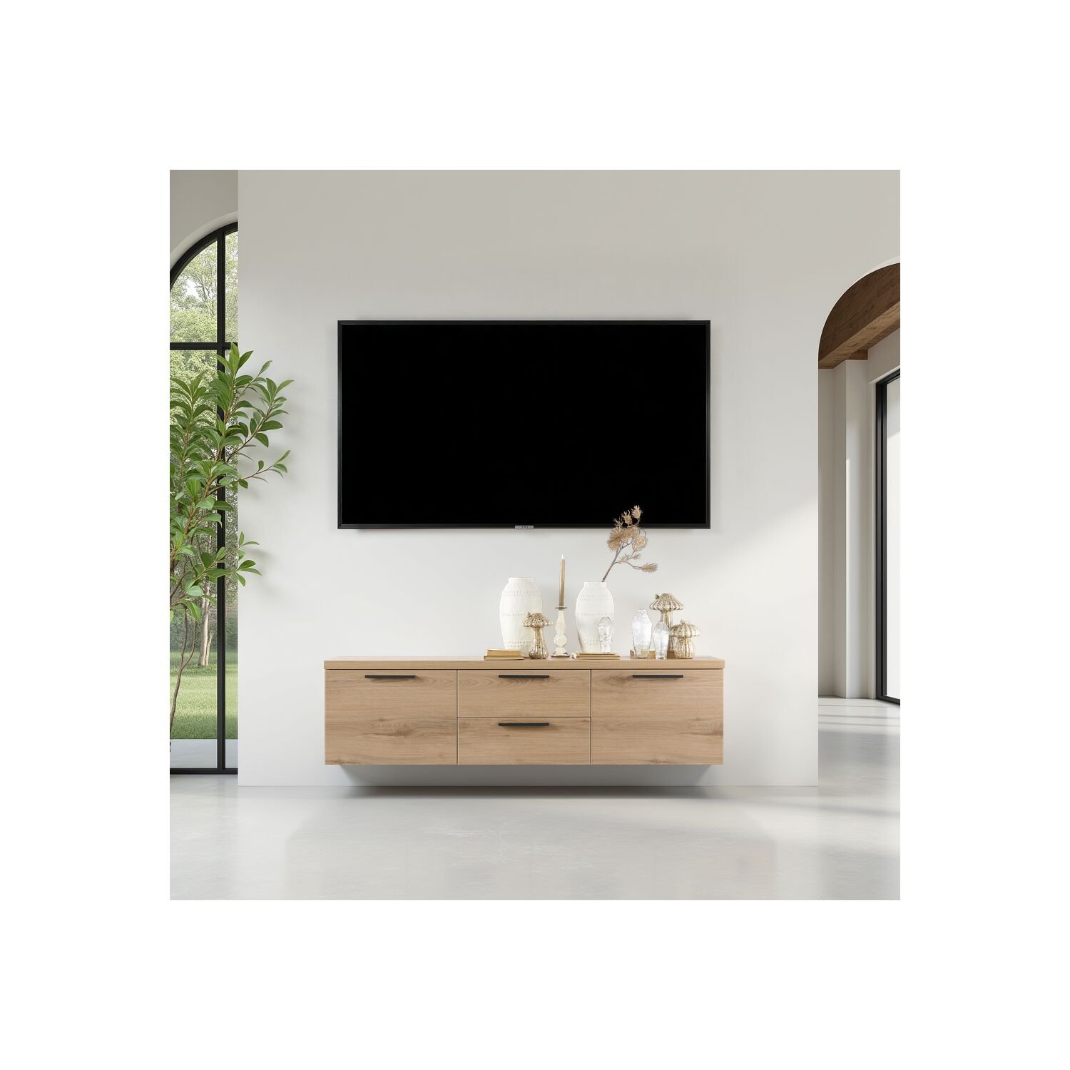 TV-meubel Paranno 2 deuren 2 lades in natural canelle oak