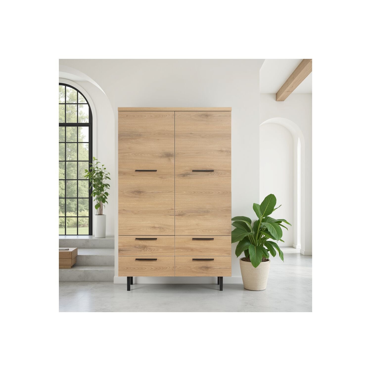 Opbergkast Paranno 2 deuren 4 lades in natural canelle oak