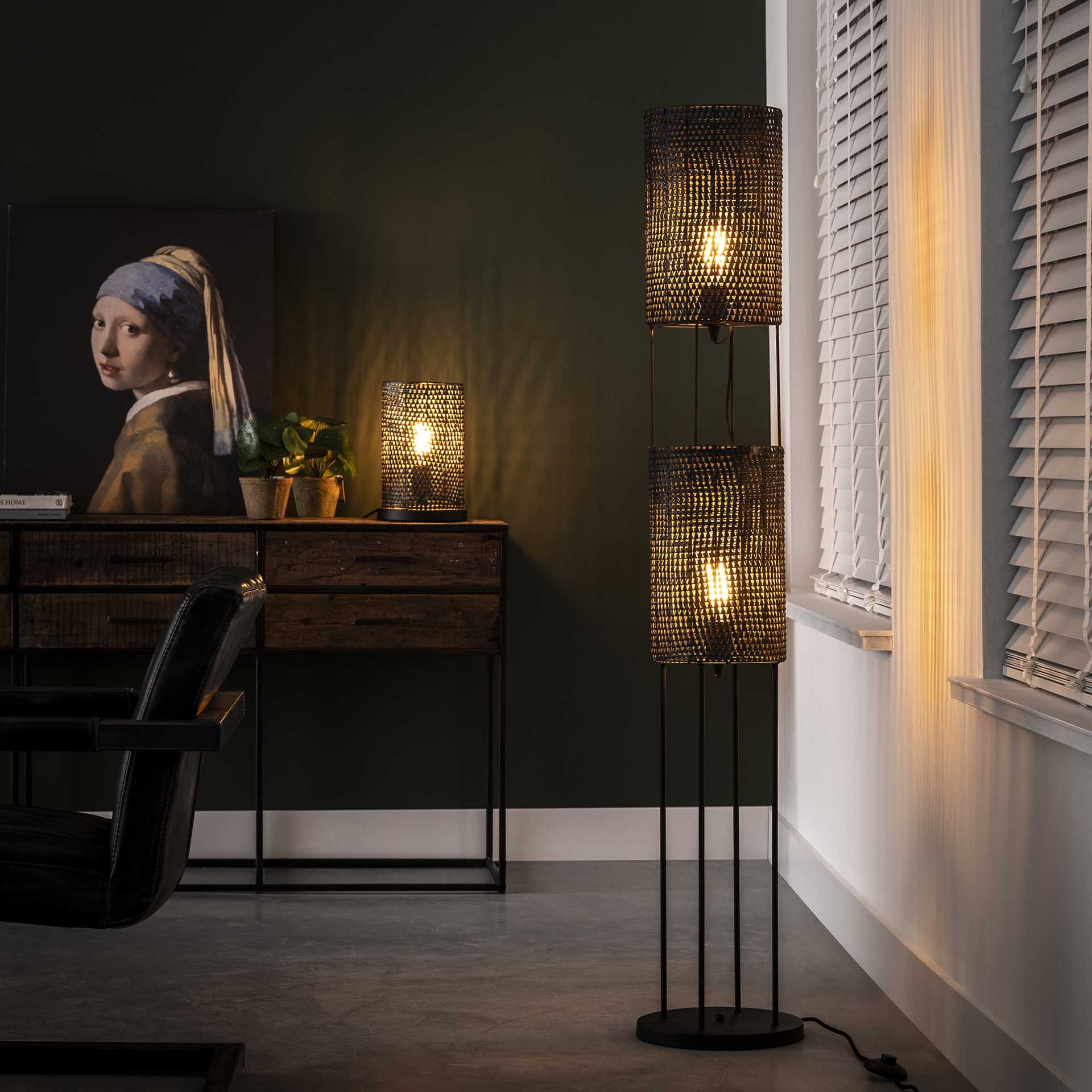 Tafellamp Armor Tube zwart bruin