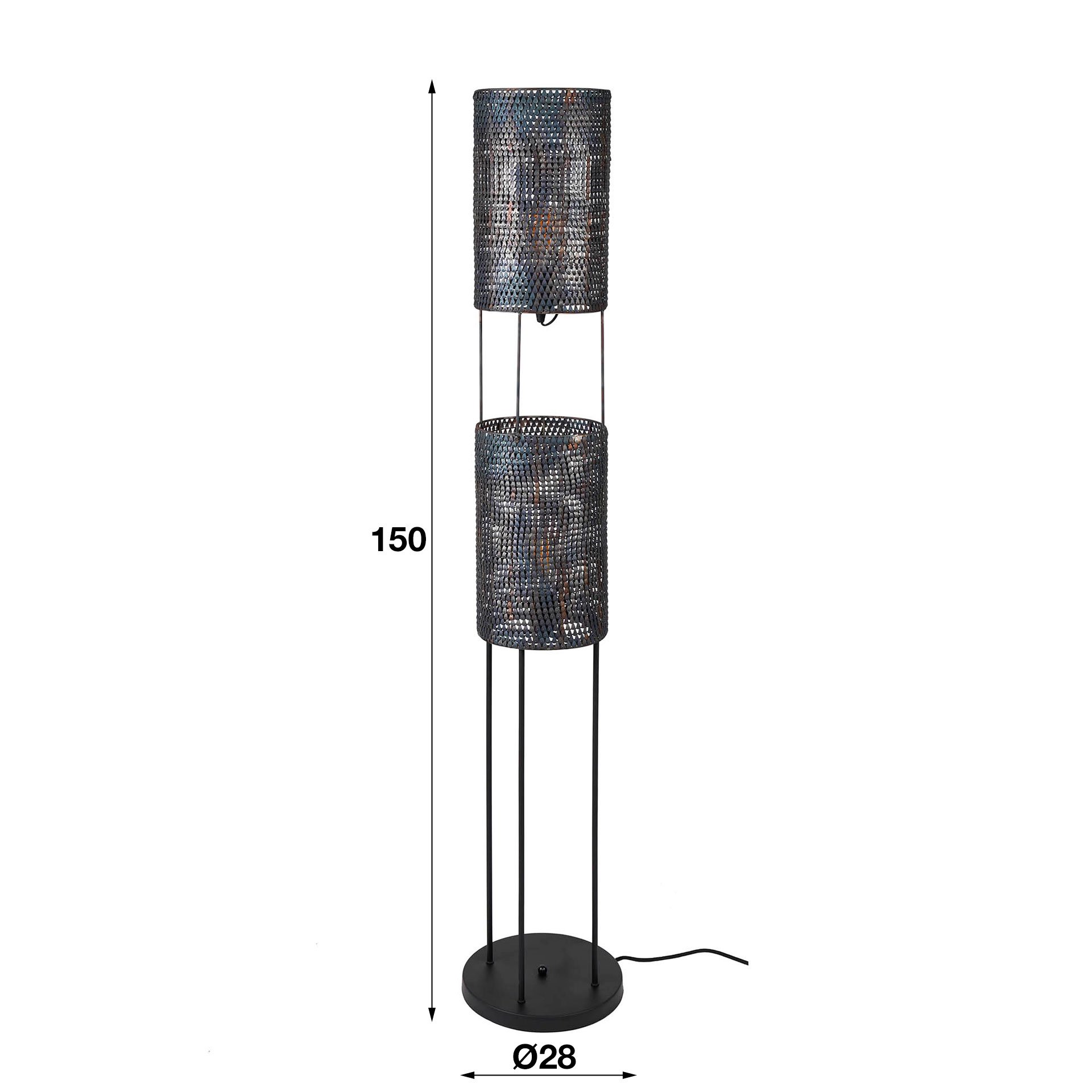 Vloerlamp Armor tube 2L zwart bruin