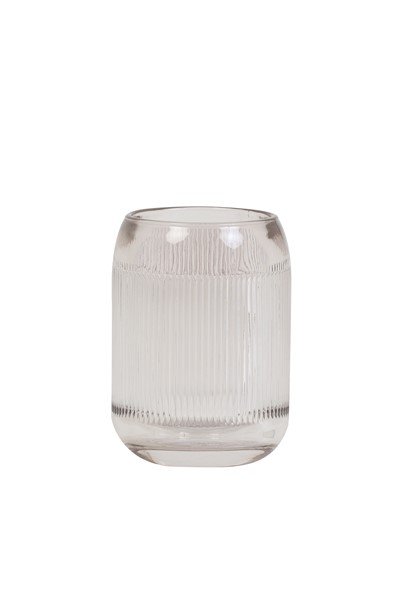 Theelichthouder Luzente lichtbruin glas, 9x12,5 cm