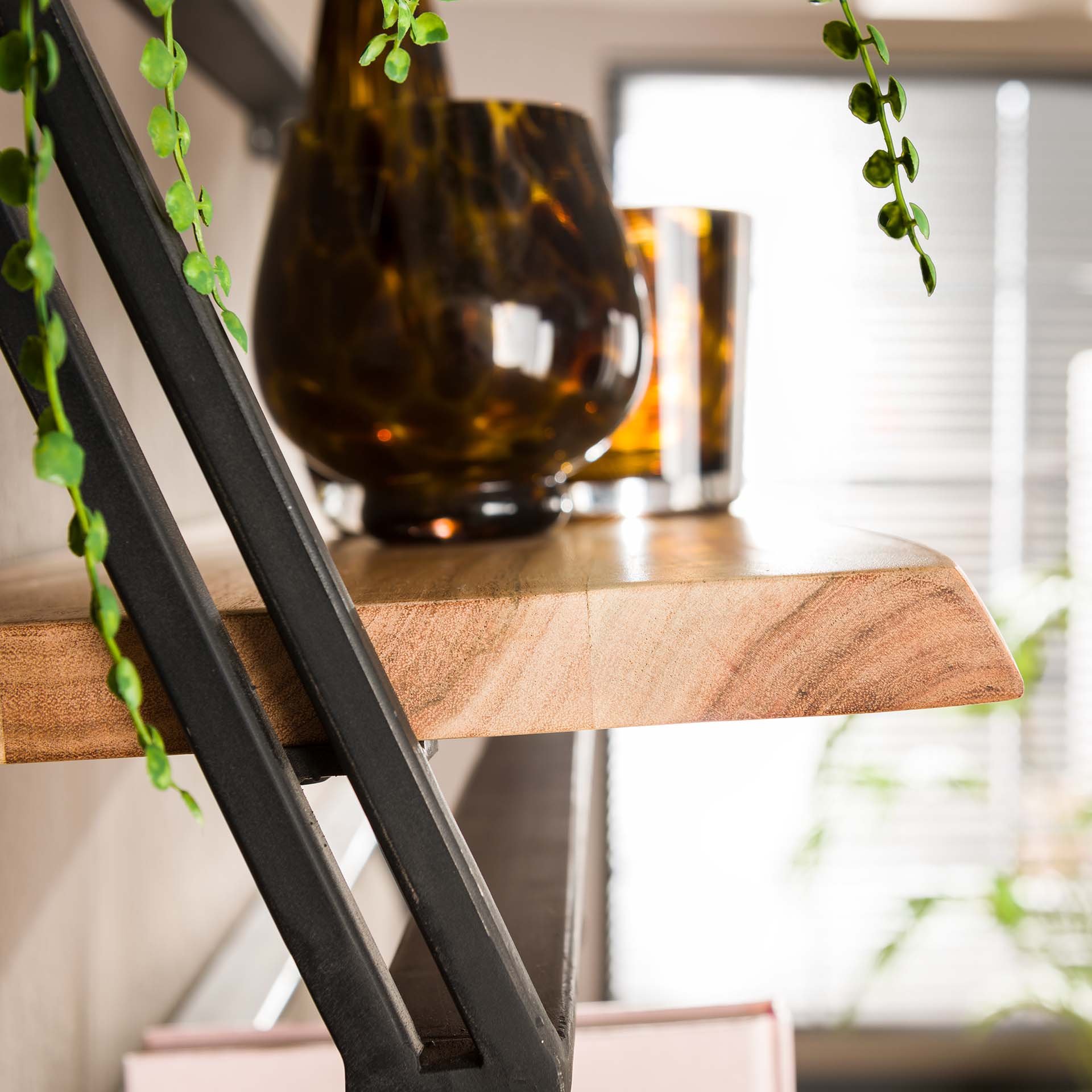 Wandschap set/3 lean / Massief acacia naturel