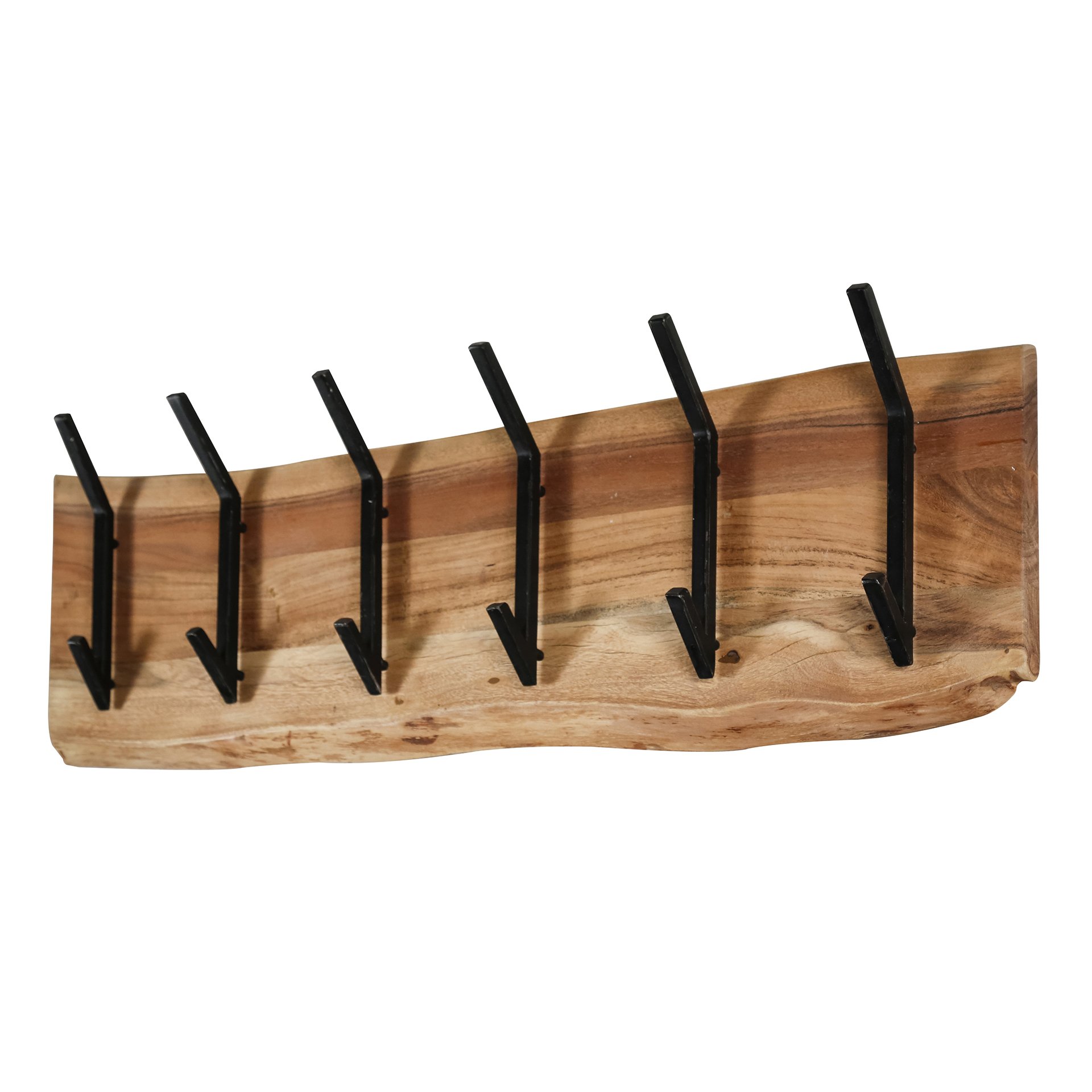 Kapstok edge 2x6 haken / Massief acacia naturel