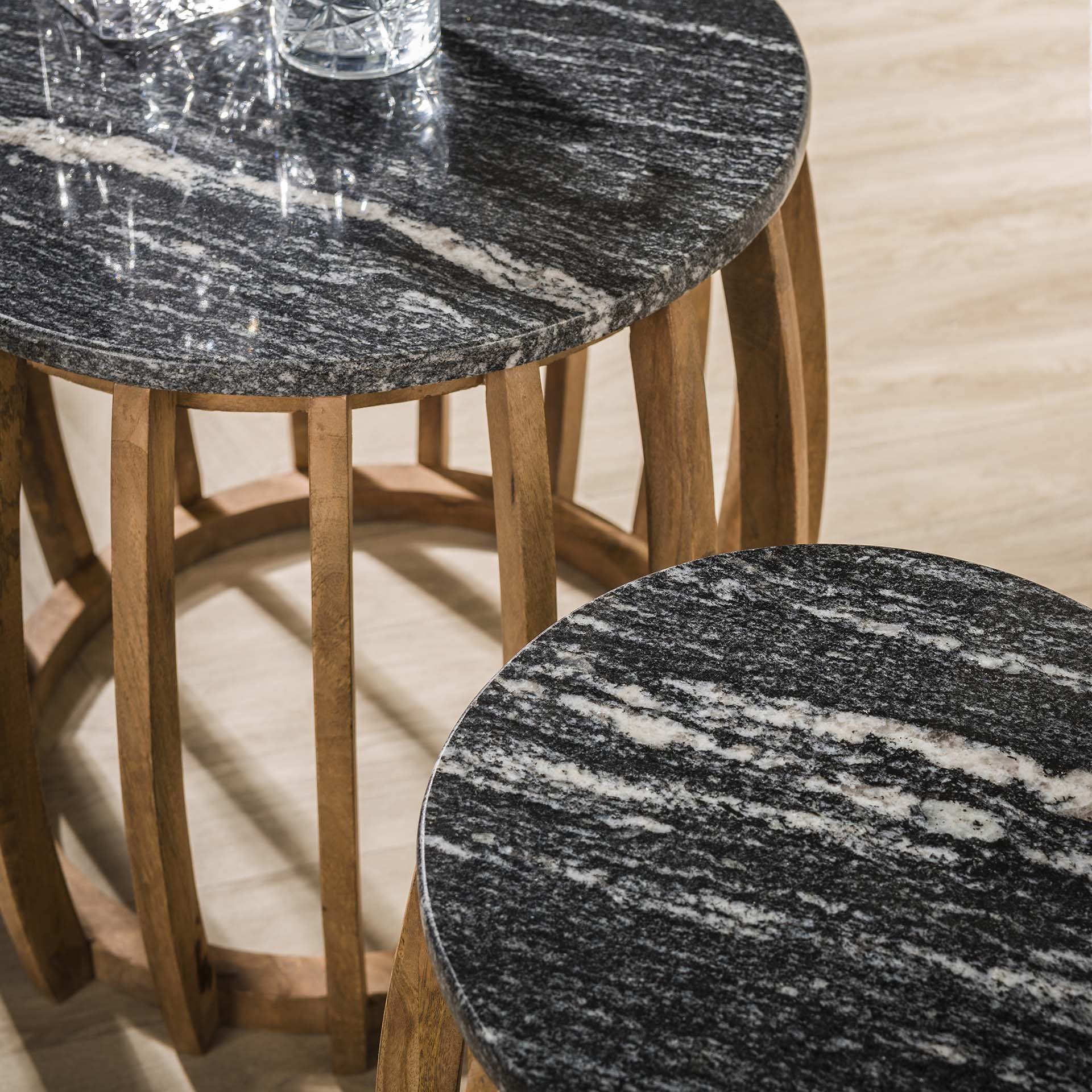 Bijzettafel set/2  midnight / Zwart marmer