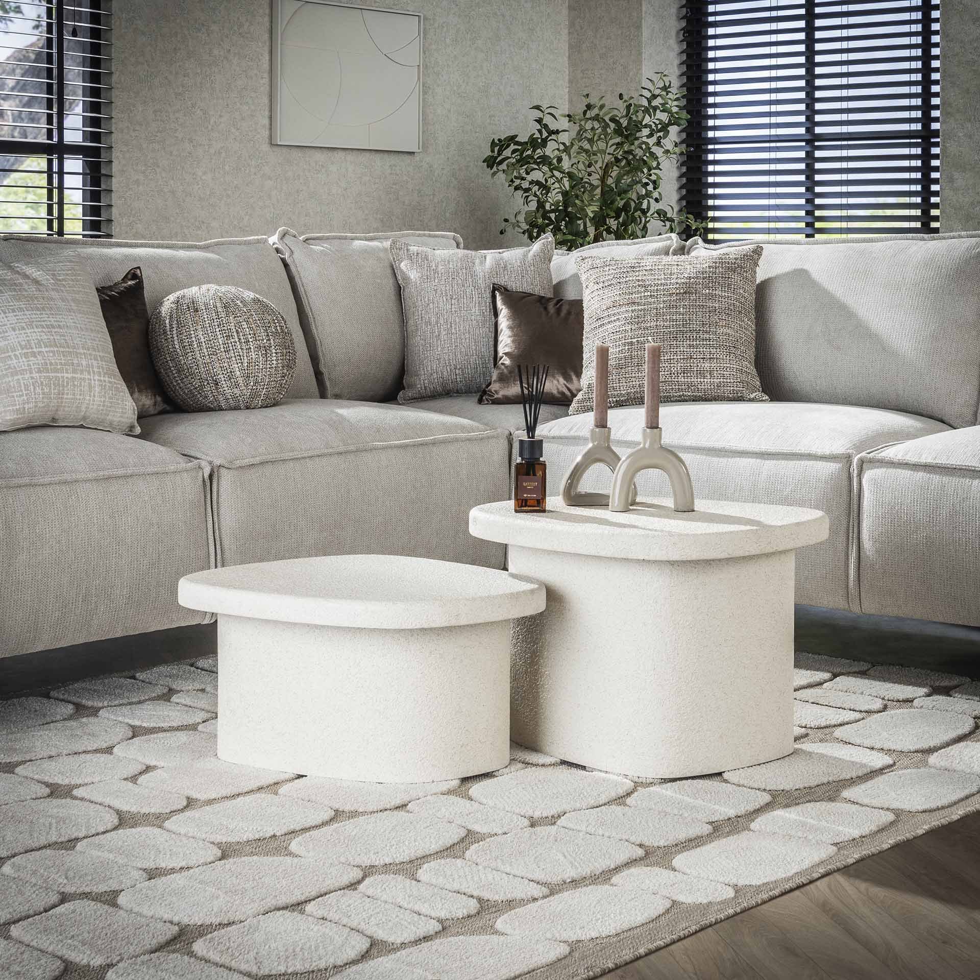 Salontafel set/2 stone organic / Marmer composiet