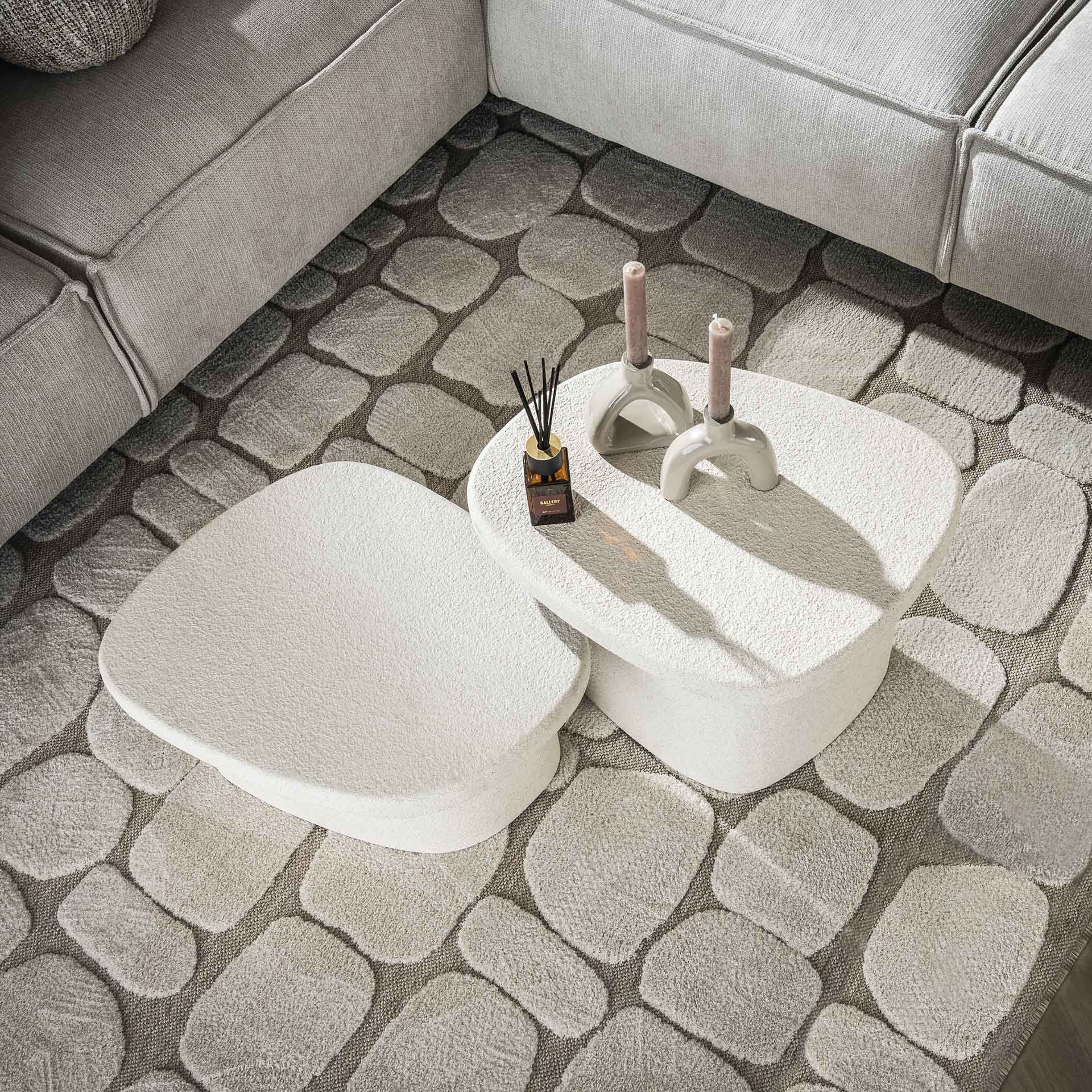 Salontafel set/2 stone organic / Marmer composiet