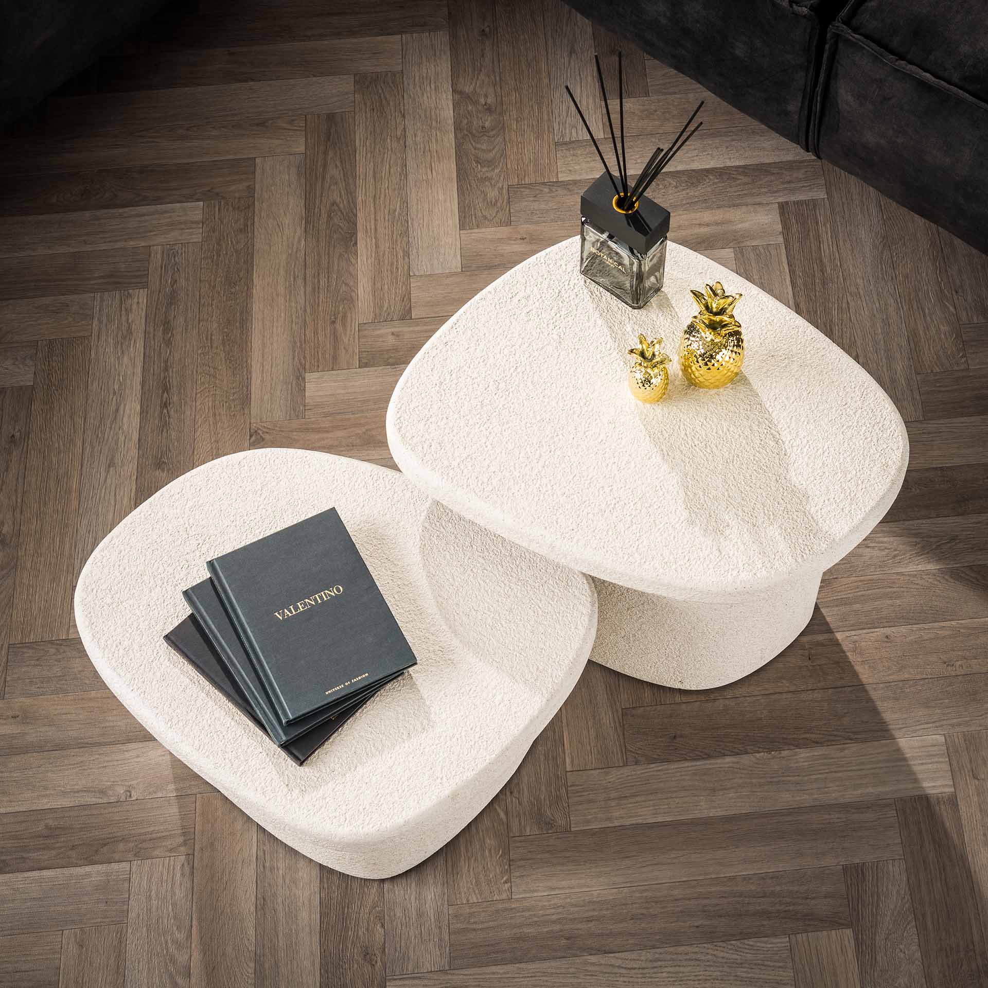 Salontafel set/2 stone organic / Marmer composiet