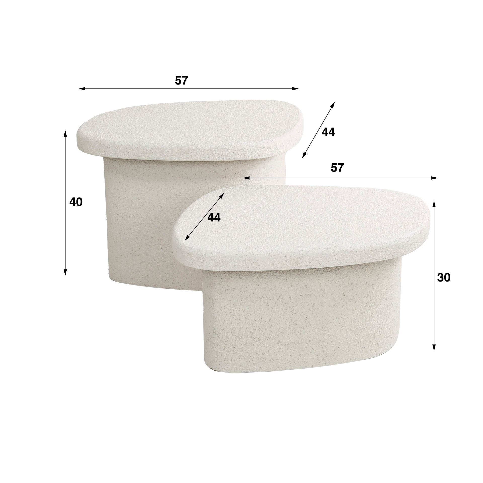 Salontafel set/2 stone organic / Marmer composiet