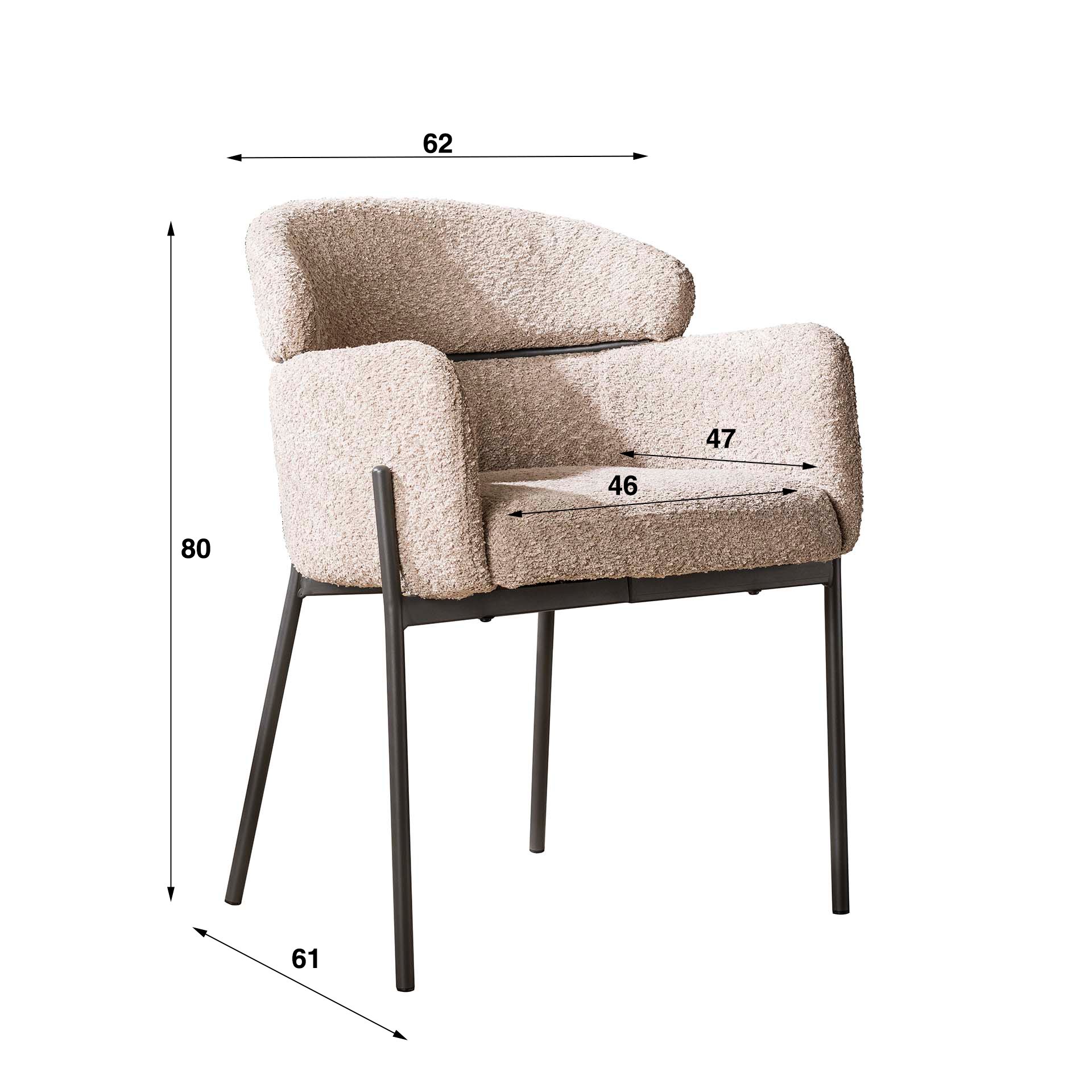 Armstoel boucle ronde rug. VPE2 / Boucle zandkleur