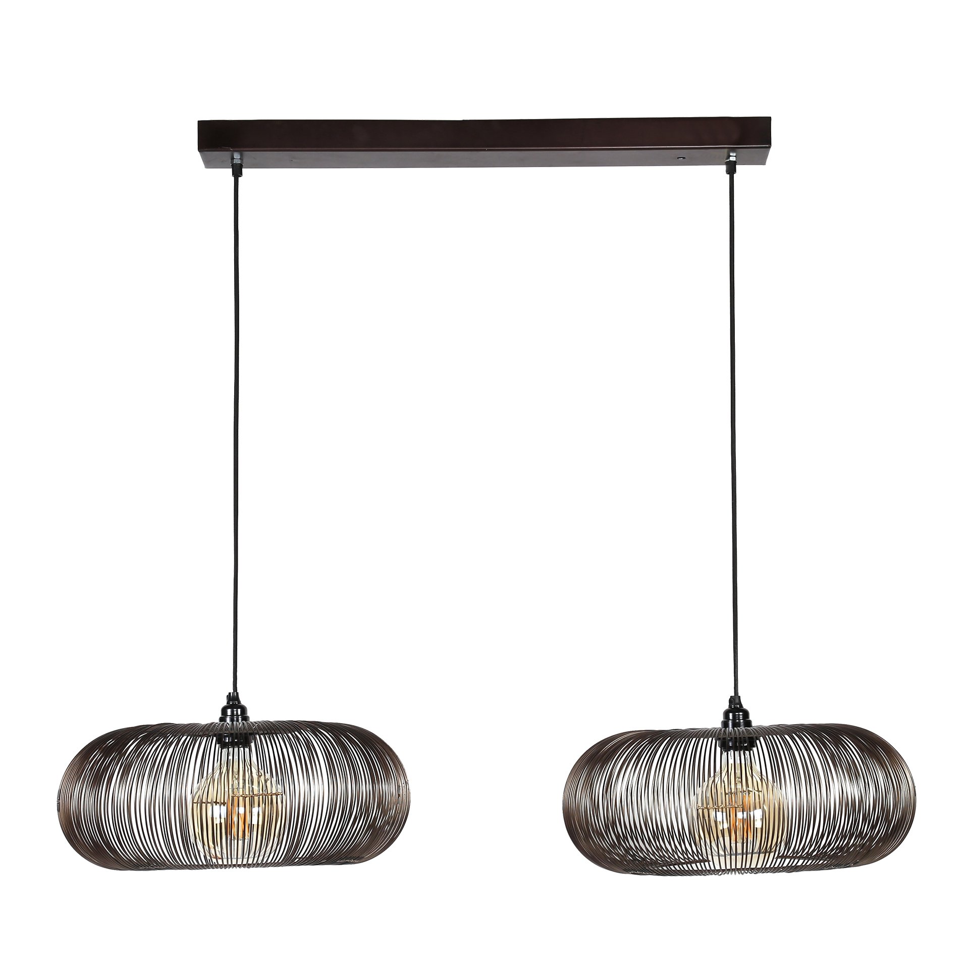 Hanglamp 2x Ø43 disk wire copper twist / Zwart nikkel