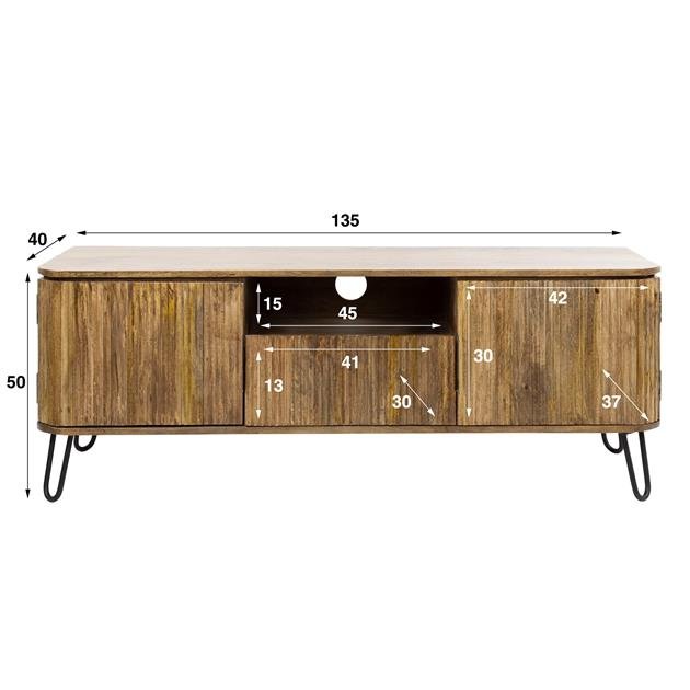 TV-meubel wave / Massief mango zandkleur