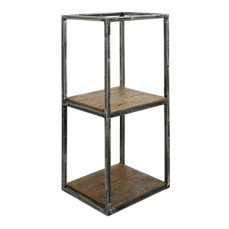 Wandschap Ranco robuust hardhout en grijs metaal, 30x25x100 cm