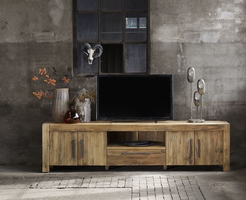 Tv-meubel Travi 57 x 226 teak black wash